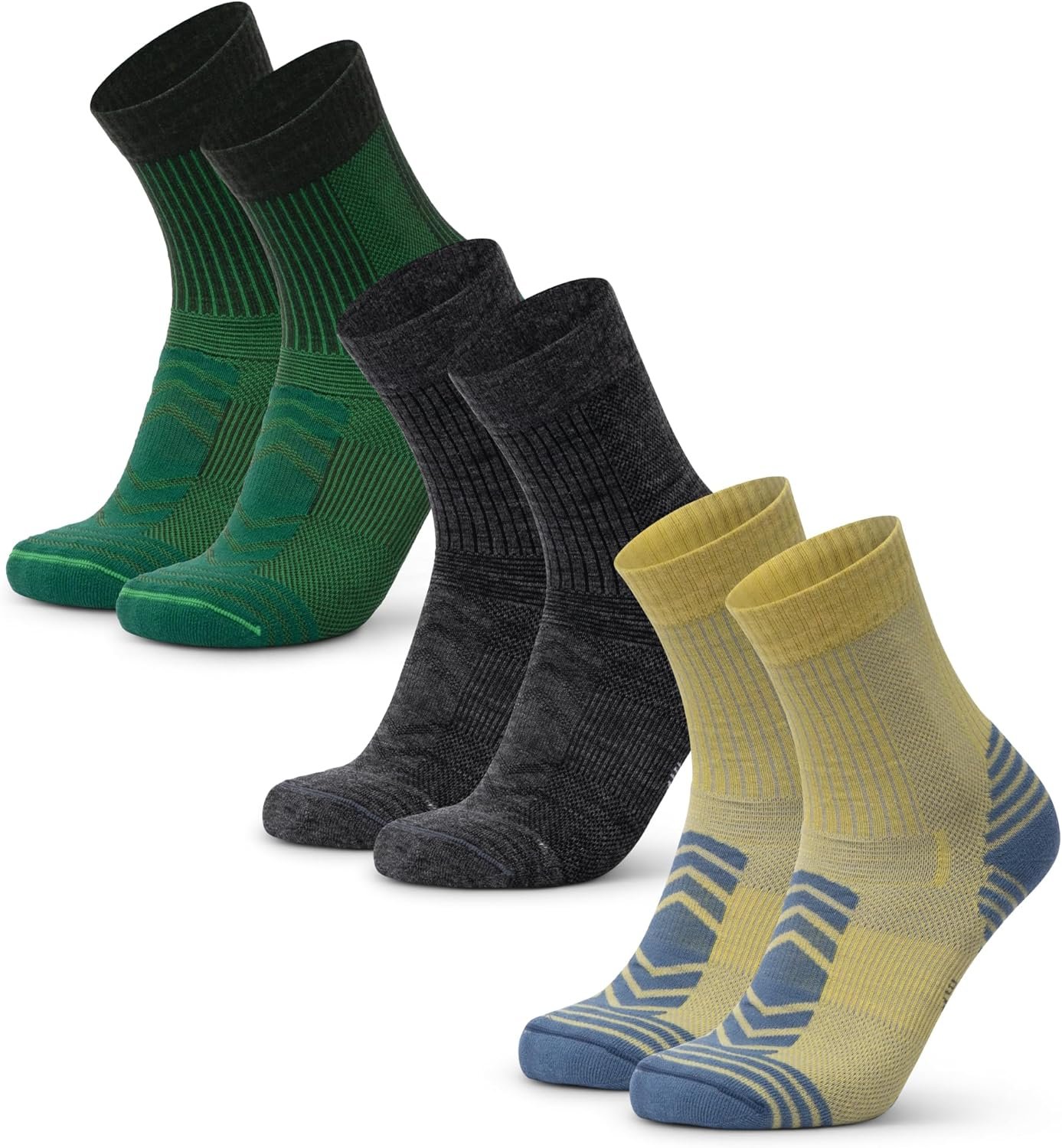 DANISH ENDURANCE Hiking Socks, Lightweight, Merino Wool Socks for Men & Women, Moisture Wicking & Thermal, 3 or 5 Pack