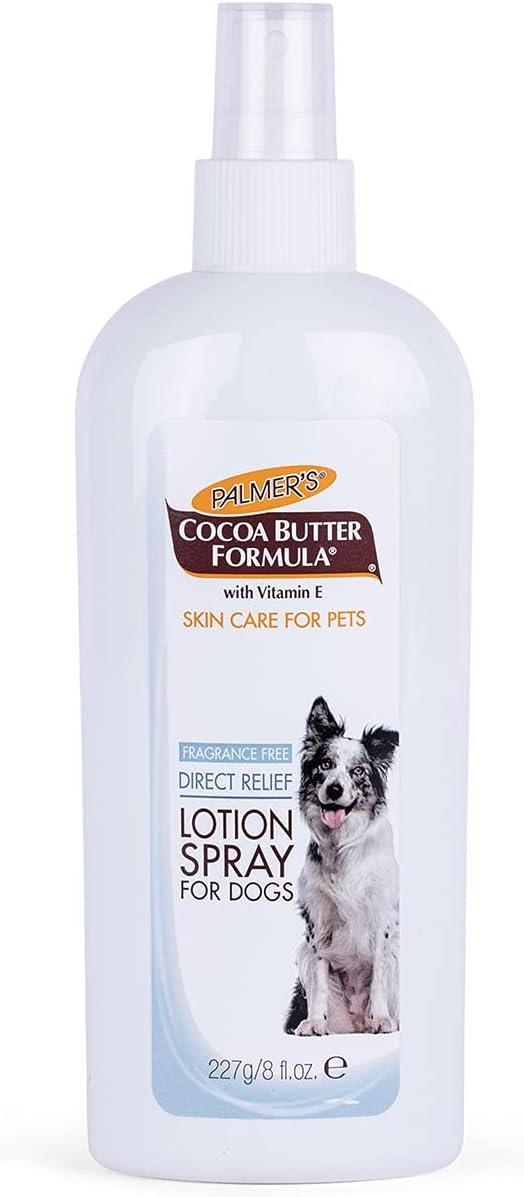 Palmer’s for Pets Cocoa Butter Formula Direct Relief Lotion Spray for Dogs with Vitamin E | Fragrance Free Dog Lotion for Dry Itchy Skin Spray On Lotion for Dogs – 8 oz (FF15584)