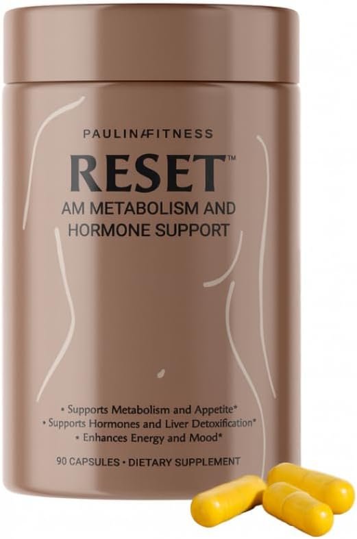Paulina FITNESS Reset AM Metabolism and Hormone Support Supplement | Appetite Regulation, Metabolism Support, Enhanced Energy and Mood, Hormones | for Holistic Wellness | 90 Capsules
