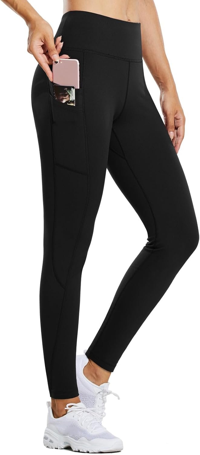baleaf Women’s Fleece Lined Leggings Water Resistant Thermal Winter Warm Tights High Waisted with Pockets Running Gear