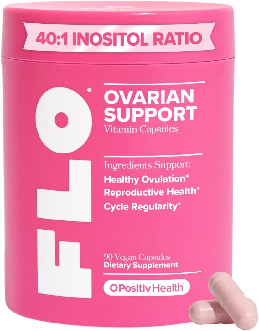 O Positiv FLO Ovarian Health Support – Hormone Balance for Women, Supplement with DIM, Myo & D-Chiro Inositol, Folic Acid – Supports Healthy Ovulation, Cycle Regularity – 30 Servings