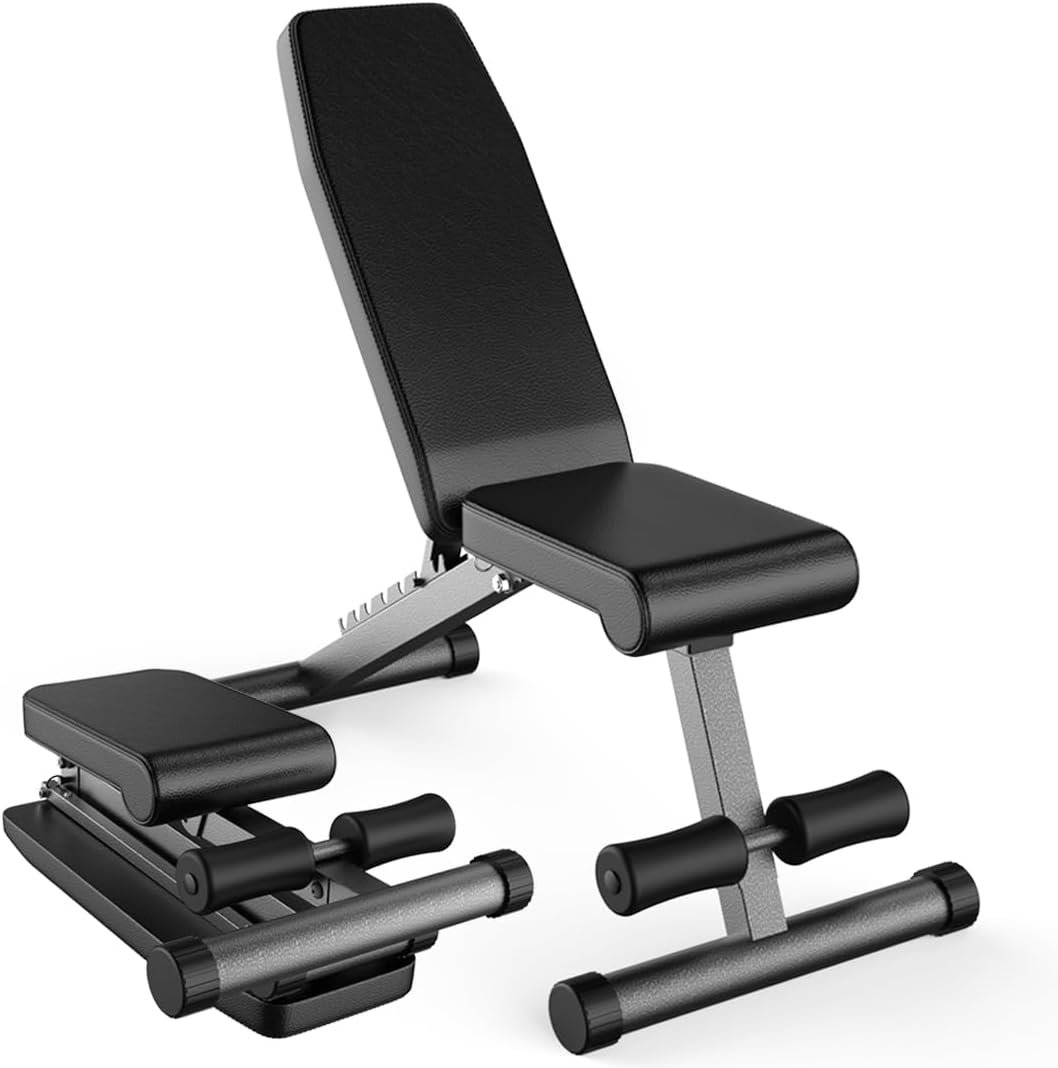 FF Finer Form 5-in-1 Weight Bench, Adjustable & Foldable for Bench Press, Strength Training and Full Body Workout, Perfect for Dumbbell Sets or an Adjustable Dumbbell Set in Your Home Gym