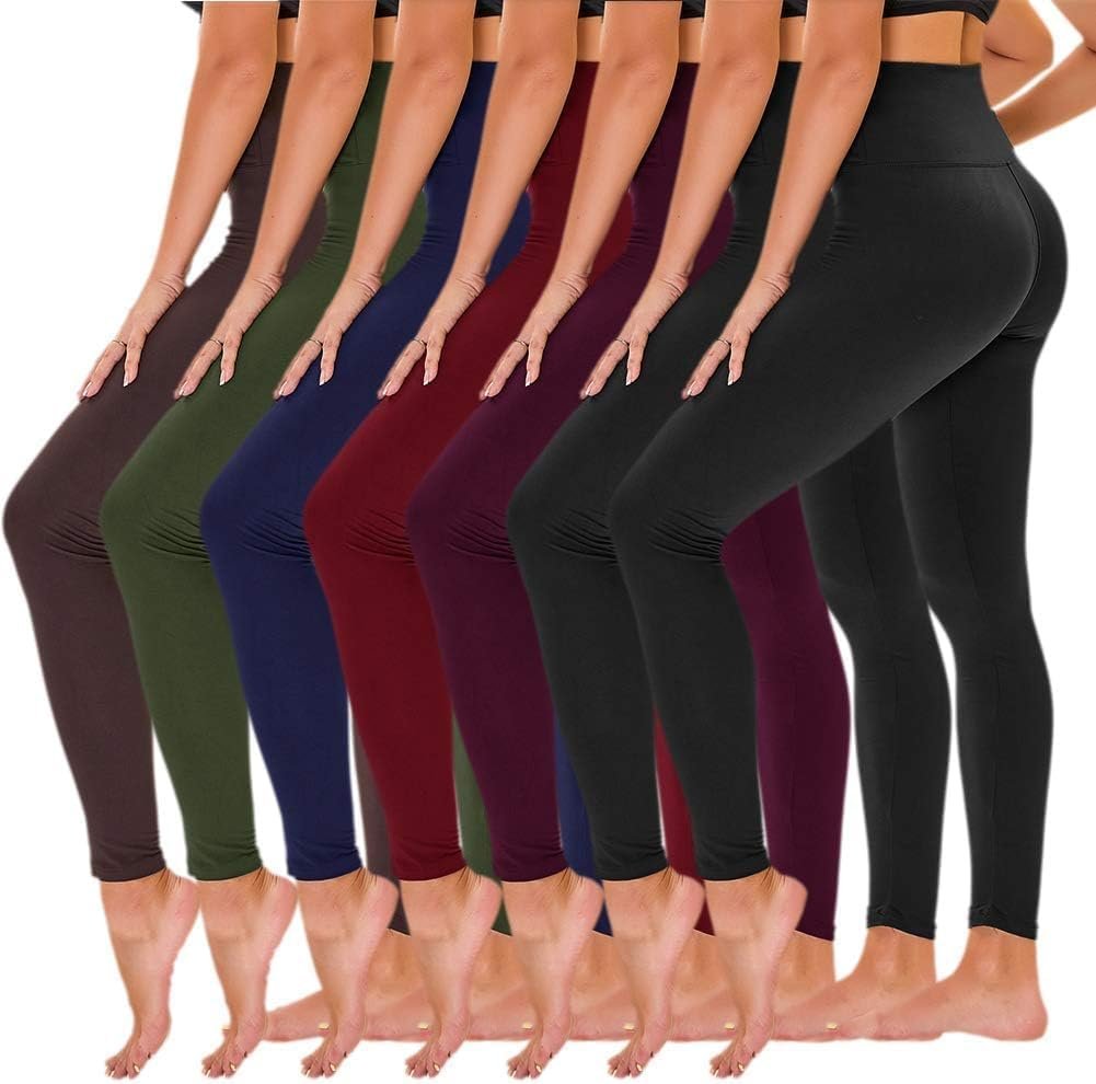 TNNZEET 7 Pack Leggings for Women – High Waisted Yoga Pants with Pockets Black Leggings Women Full Length & Capri
