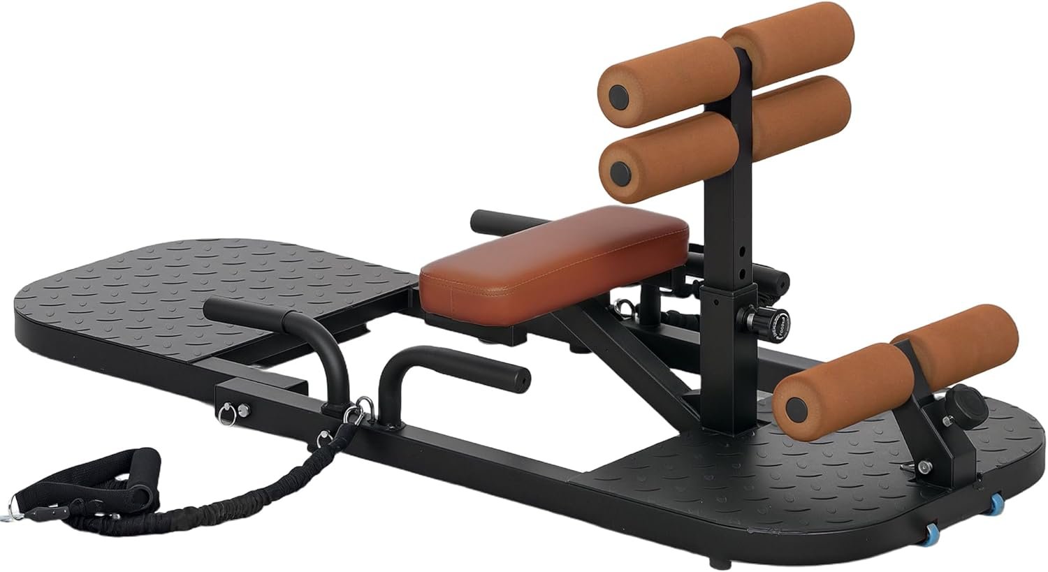 Soozier Foldable Sissy Squat Machine, Hip Thrust Machine with Push Up Stand and Wheels, Multipurpose Glute Workout Equipment for Home Gym