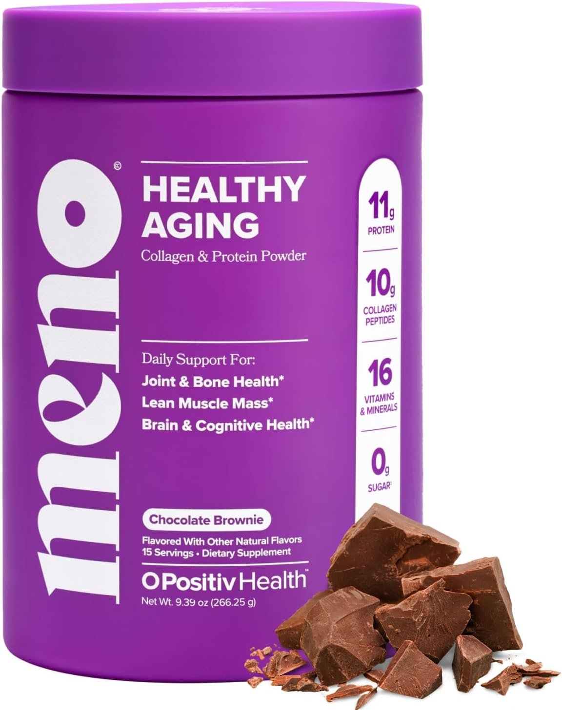 MENO Healthy Aging Collagen & Protein Powder – Support Joint & Bone Health, Lean Muscle Mass, Cognition, Skin & Hair Health – Whey Protein & Collagen – Chocolate Brownie Flavor – 15 Servings