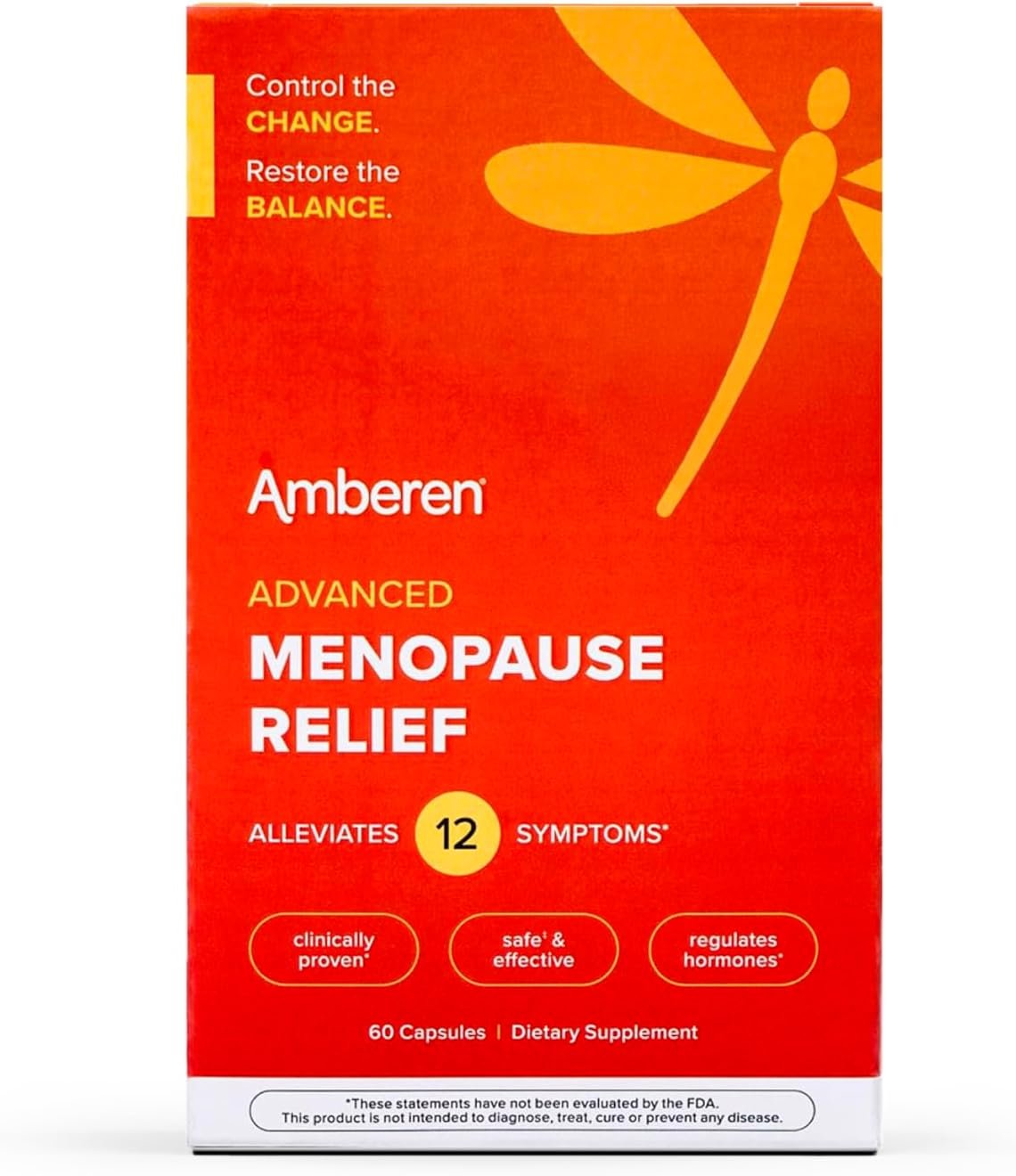Amberen Menopause Supplement for Women, 60 Capsules, Clinically Proven, Helps Support Hormone Balance, Helps Relieve 12 Menopause Symptoms: Hot Flashes, Night Sweats, Mood Swings and More