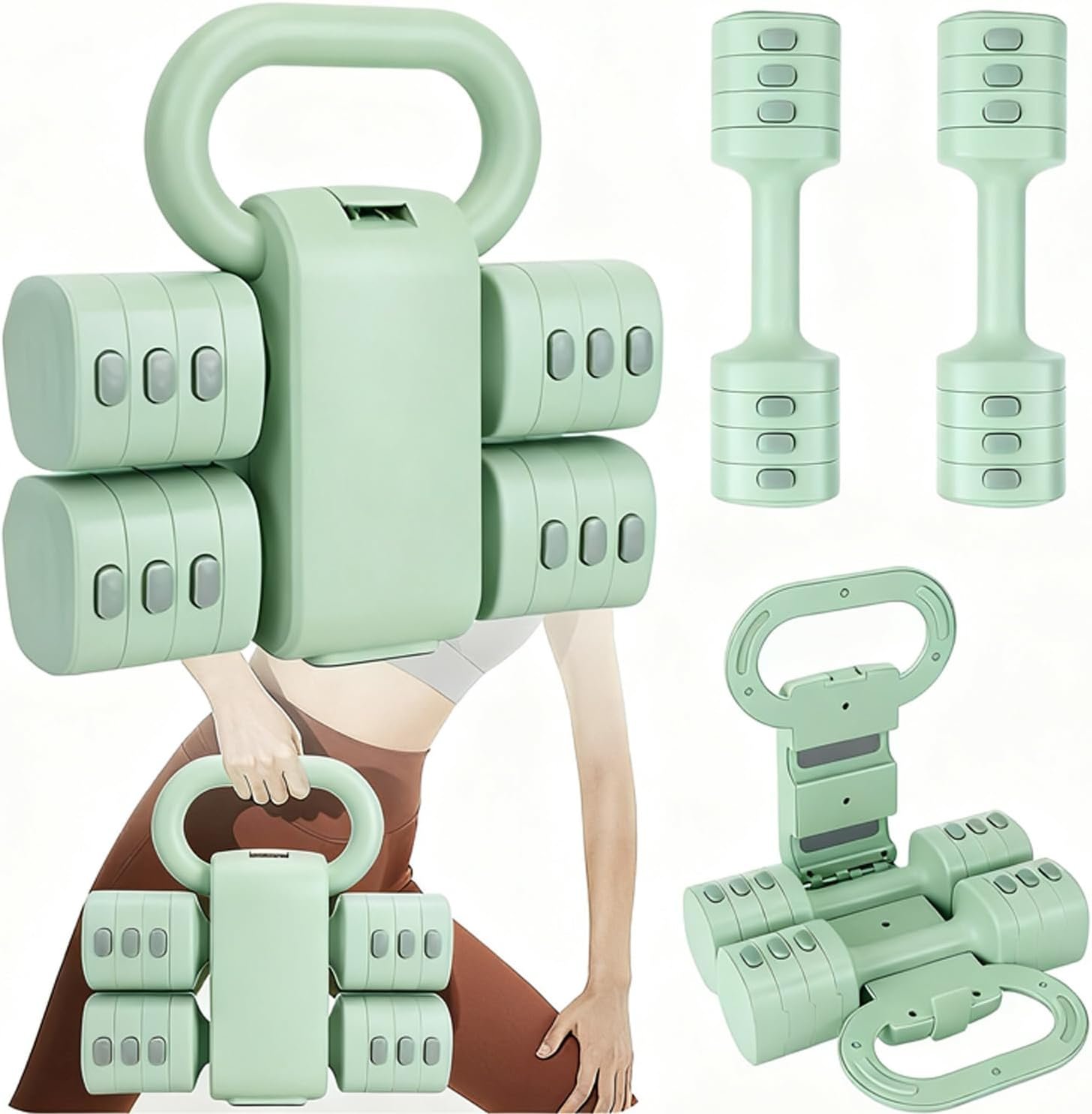 Adjustable Dumbbell Set of 2, 4 in 1 Free Weights Dumbbells Set for Women with Fast Adjustment, Each 2lb 3lb 4lb 5lb Hand Weights Set for Home Gym Exercise Training