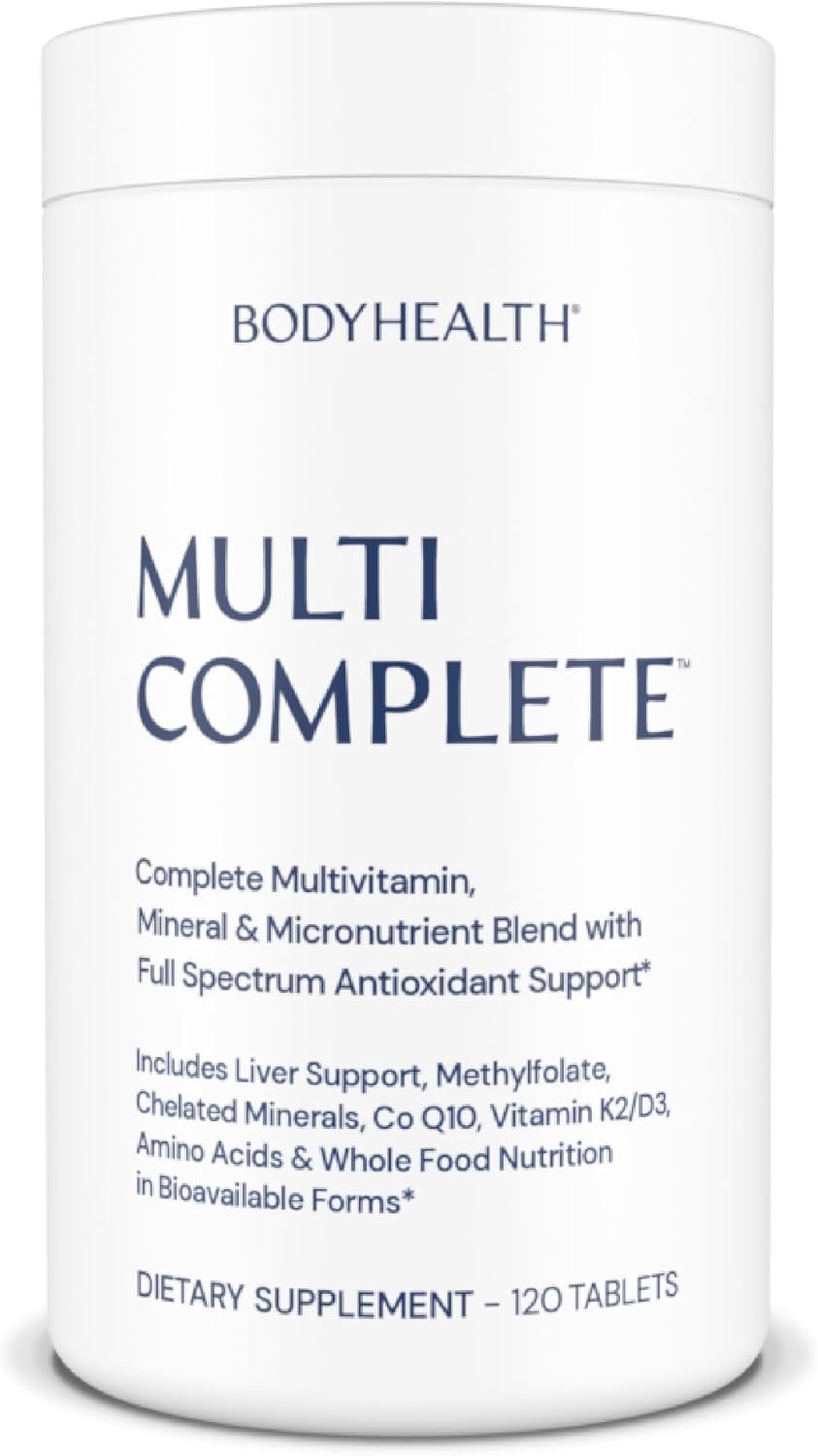 BodyHealth Multi Complete (120 Ct) Daily Multivitamin for Men and Women with Whole Foods, Minerals, Antioxidants, Organic Green Food Concentrates, and Liver Detox Extracts, Non GMO