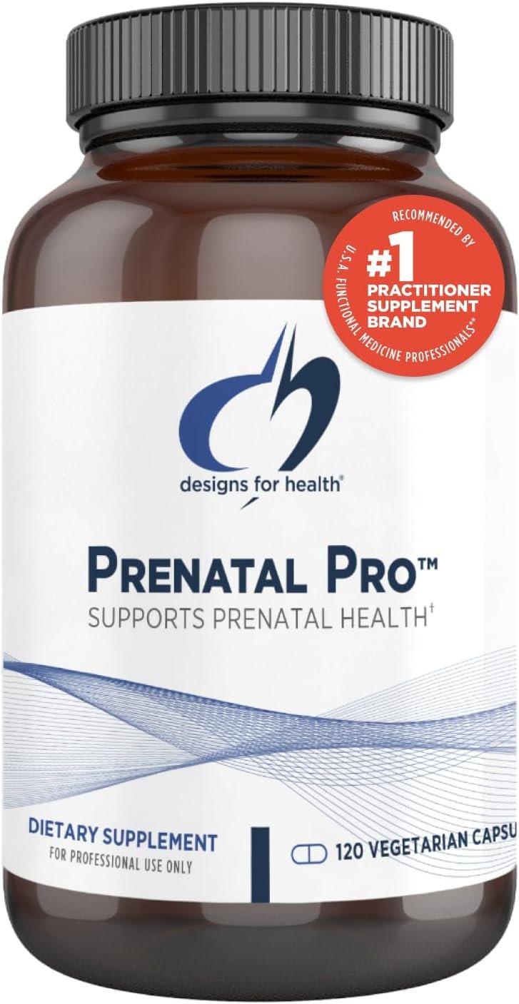 Designs for Health Prenatal Pro Methylated Multivitamin for Women – Prenatal Vitamins with Iron, A, D, E + Vitamin K with Methylated Folate, Calcium Magnesium Zinc for Nursing + Postpartum (120 Caps)