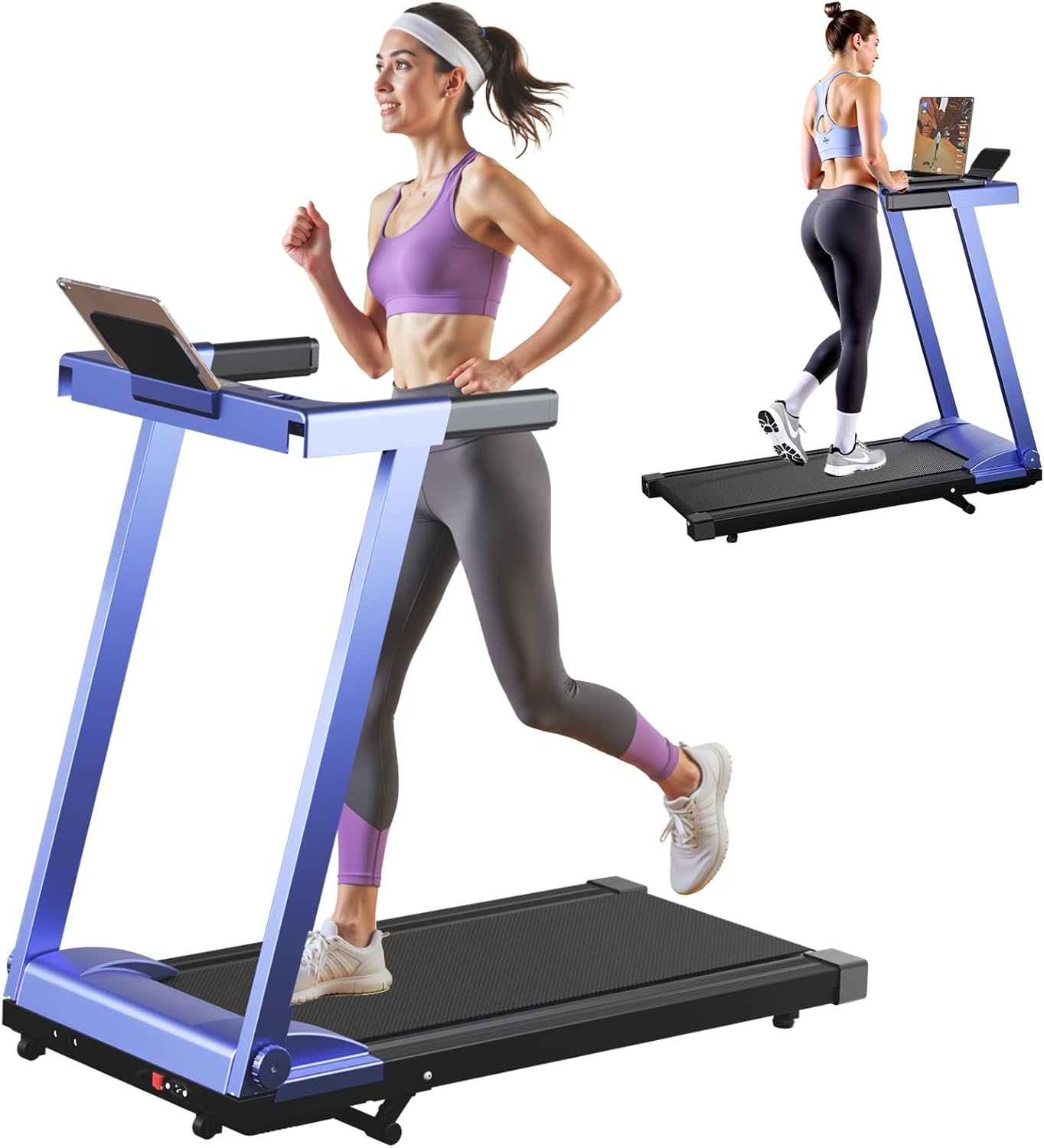Treadmills for Home, 4-in-1 Foldable Treadmill with Incline, 300 LBS Capacity Running Treadmills for Home Small Spaces with Handles, 3.0 HP Folding Treadmill with Smart APP