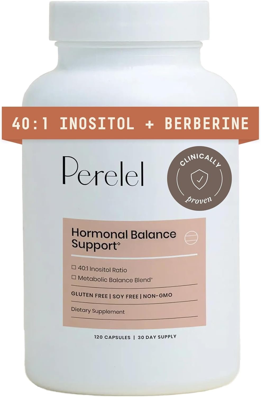 Perelel Hormone Balance Support, Womens Inositol Supplement with Berberine, Myo & D Chiro Inositol, Alpha Lipoic Acid, & Dim to Support Female Health, Soy, Dairy & Gluten Free, Non GMO, 120 Capsules