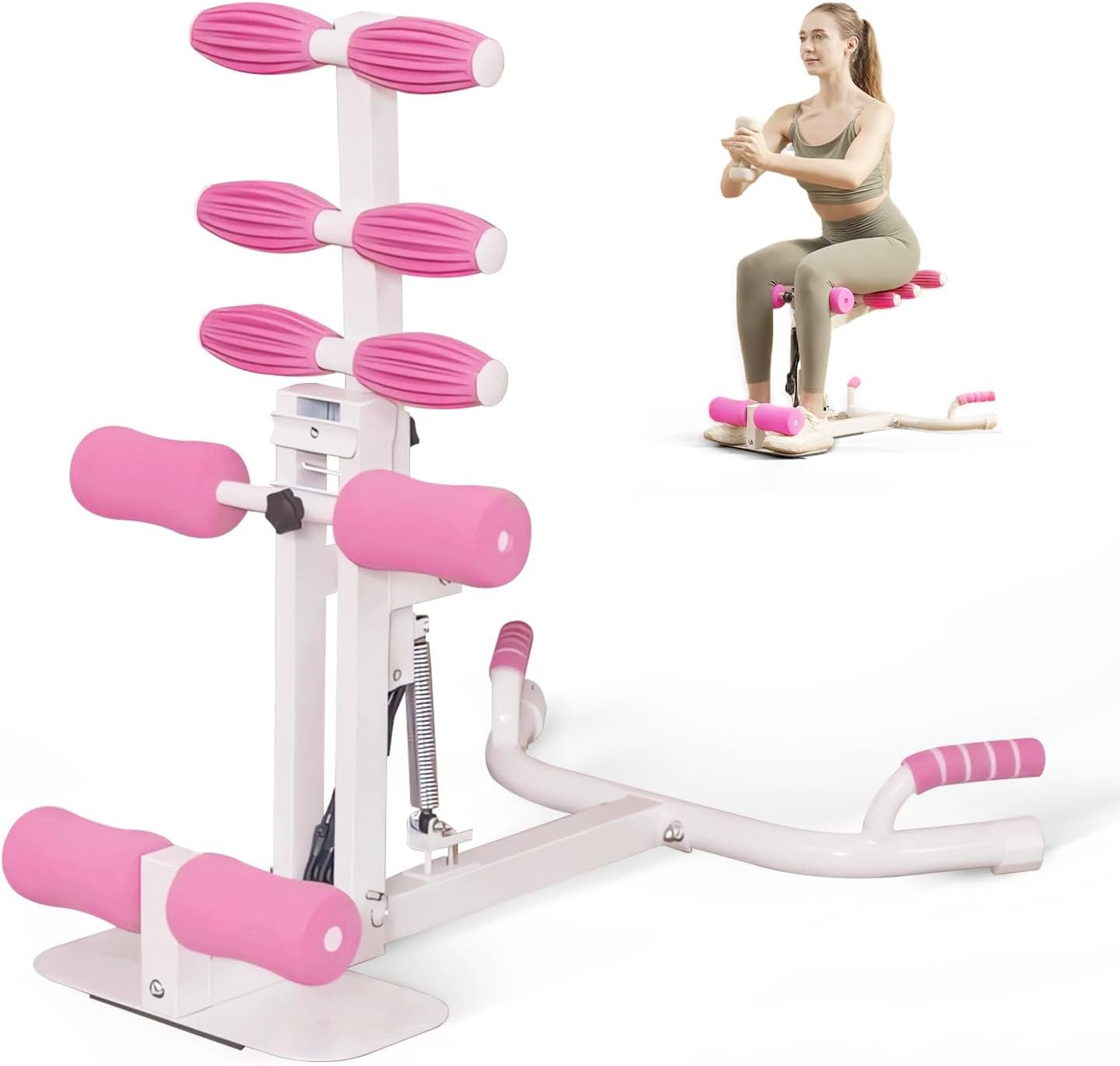 PAETA Squat Machine, Deep Squat Machine for Women, Glutes Workout Equipment with Adjustable Resistance Bands, Leg, Core & Ab Exercise Machine, Squat Assist Trainer for Home Gym, Pink