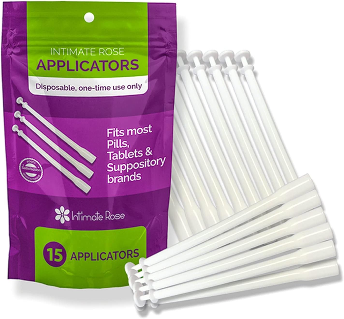 Intimate Rose 15 Count Vaginal Suppository Applicator – Fits Most Boric Acid Suppositories & Vaginal Suppository – Individually Wrapped Suppository Applicators from