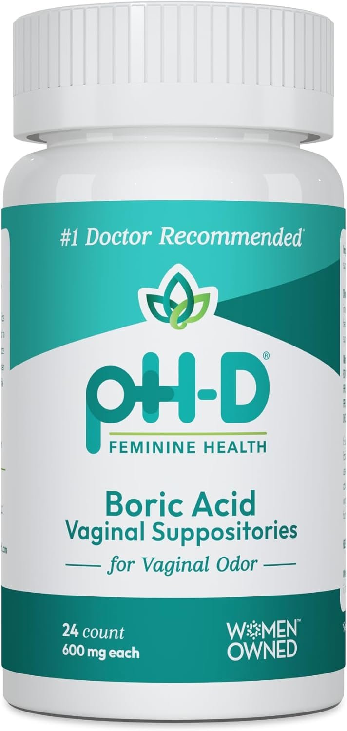 pH-D Feminine Health – 600 mg Boric Acid Suppositories – Woman Owned – for Vaginal Odor Use – 24 Count