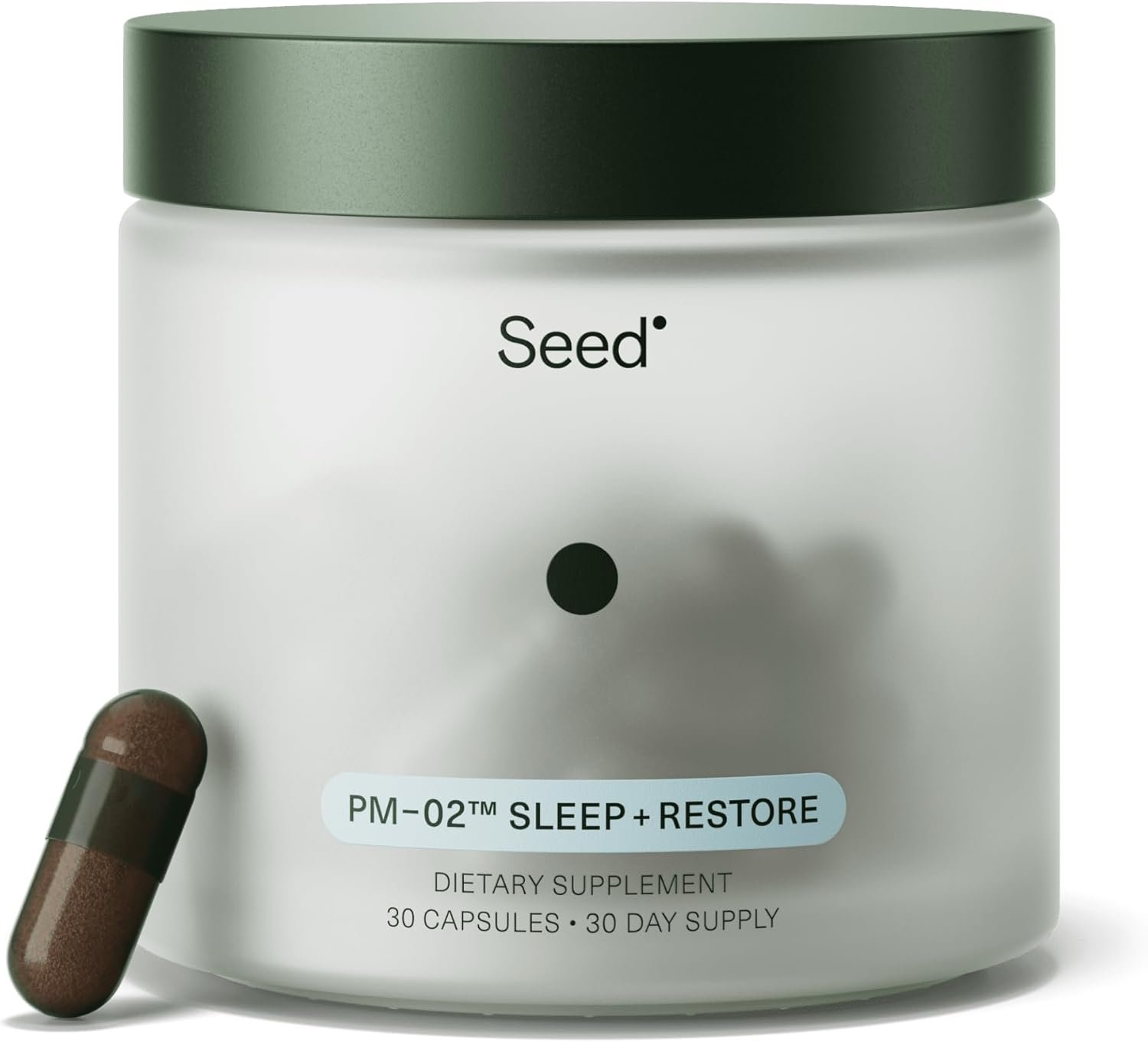Seed PM-02 Sleep + Restore – Sleep Aid for Women & Men – Non-Habit Forming Bioidentical Melatonin & Ashwagandha – Vegan & Shelf-Stable – 30 Capsules (30-Day Supply)