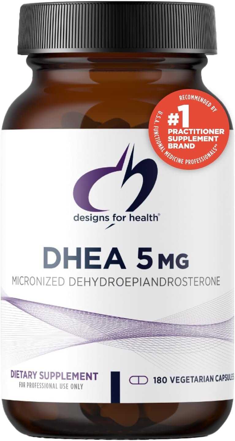 Designs for Health DHEA 5mg – DHEA Supplement for Men + Women – Supplement to Help Support Healthy Aging, Muscle Integrity, Energy + Hormonal Synthesis – Non-GMO (180 Capsules)