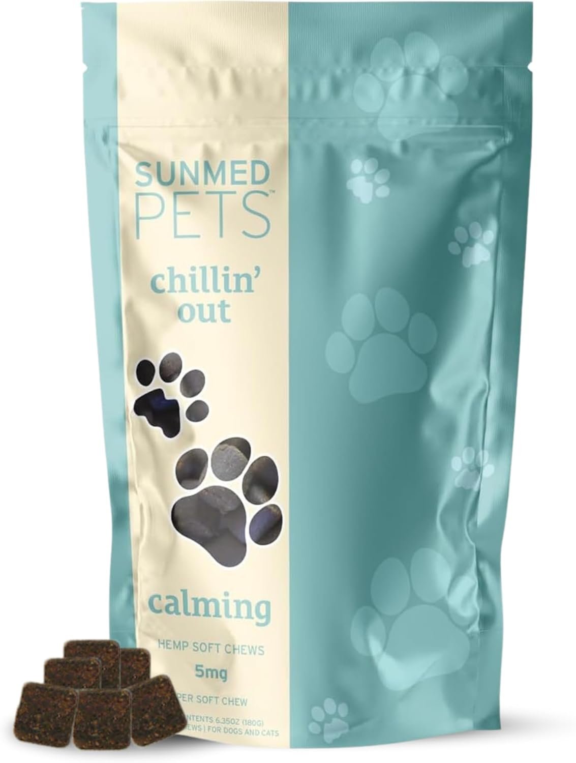Sunmed Chillin’ Out Hemp Dog Chews with Chamomile & L-Tryptophan – Stress Relief, Calming & Relaxation for Dogs – Helps with Anxiety & Stressful Situations – 40 Count