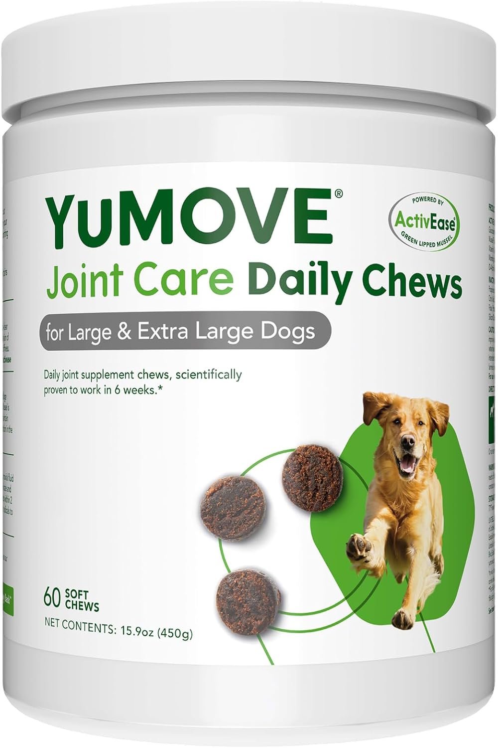 YuMOVE Hip & Joint Supplement for Dogs – with Glucosamine Chondroiton, Green Lipped Mussel, Hyaluronic Acid, and Omega 3 Joint Supplement for Stiffness and Mobility 60 Chews (Large/XL Dogs)