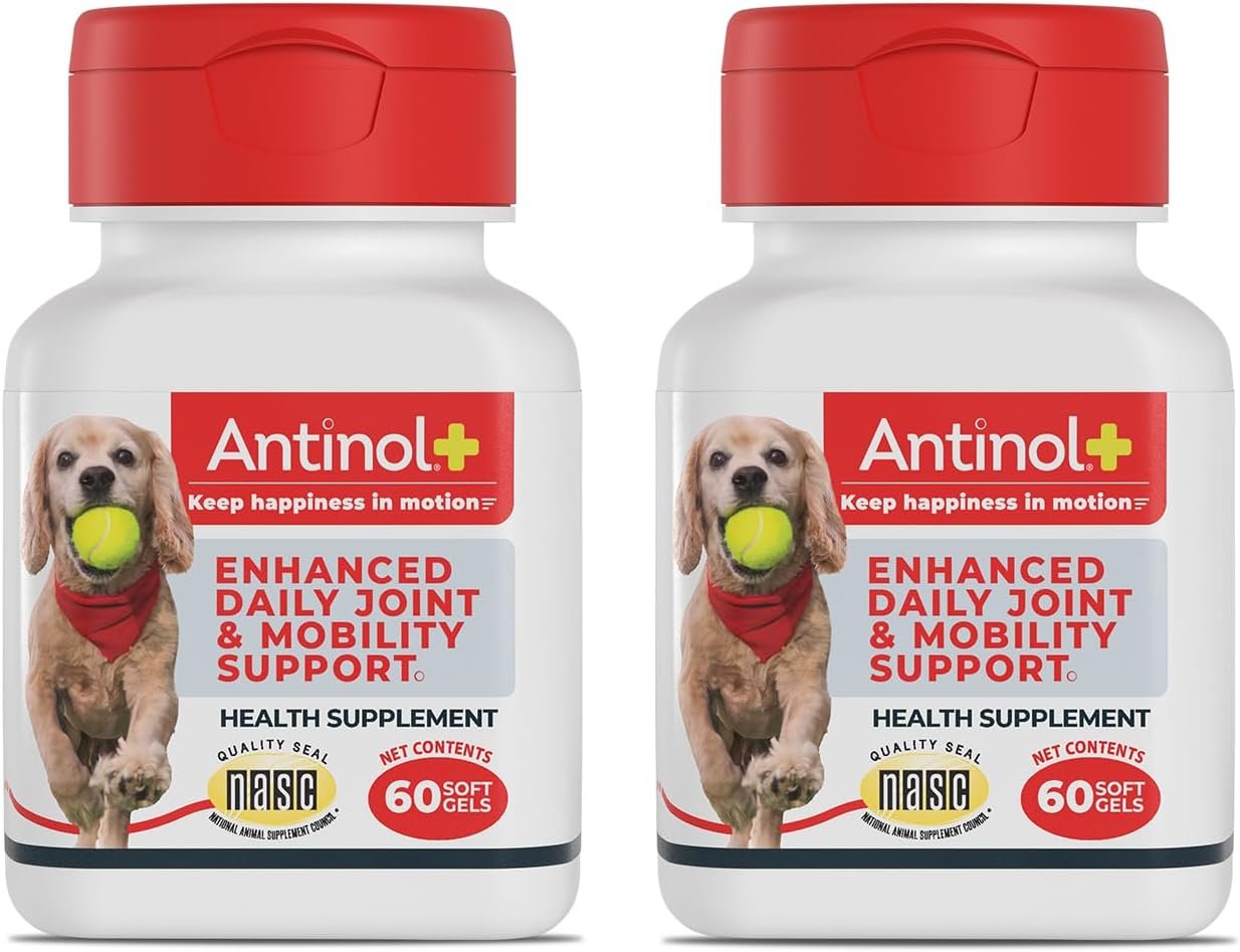 Antinol Plus, Mobility, Hip, and Joint Supplement for Dogs, Green-Lipped Mussels and Krill Oil – Dog Joint Supplement, Better and Faster Than Glucosamine and Chondroitin, 120 Soft Gels
