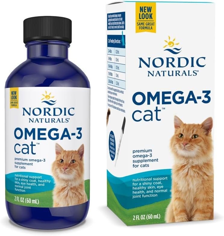 Nordic Naturals Omega-3 Cat, Unflavored – 2 oz – 304 mg Omega-3 Per One mL – Fish Oil for Cats with EPA & DHA – Promotes Heart, Skin, Coat, & Immune Health – Non-GMO