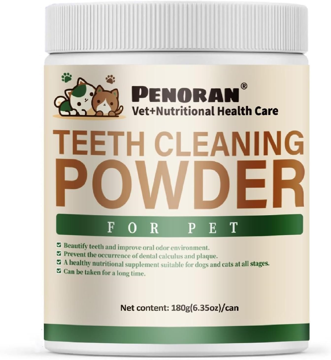 Pet Teeth Cleaning Powder 6 oz – Dog Dental Care, Dogs & Cats Tooth Cleaning, Tartar Cleaning and Removal, Fighting Bad Breath, Oral Care, Breath Freshener