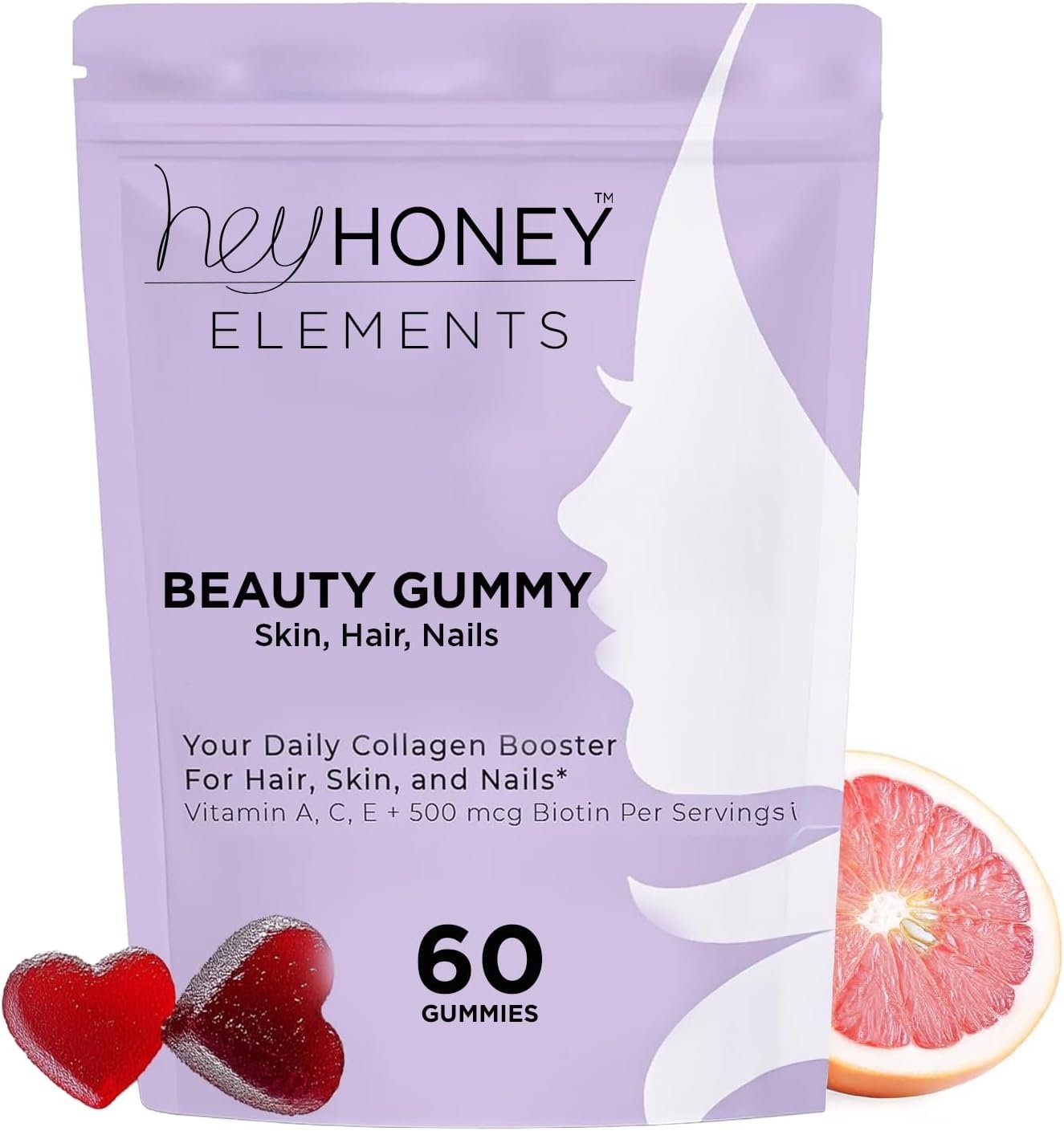 Hey Honey Skin Care Vegan Collagen Gummies – Anti-Aging Beauty Vitamins for Women | Wrinkle Support, Hair Skin Nails, Gluten Free, Antioxidant Blend, 60 Count