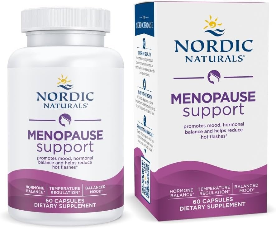 Nordic Naturals Menopause Support -Unflavored – 60 Capsules – Women’s Hormone-Support Supplement for Menopause, Mood Balance & Hot-Flash Support – Plant-Based Herbs and Phytoestrogens – 30 Servings