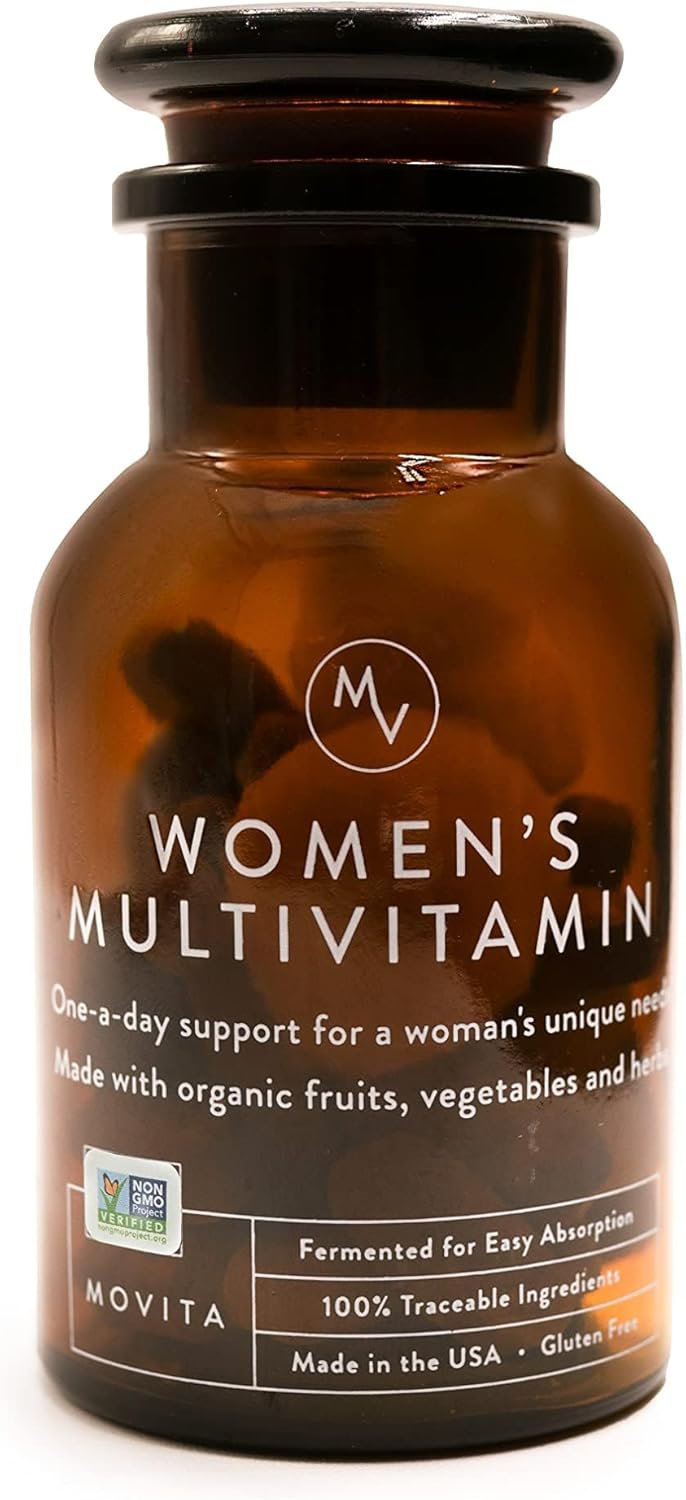 Movita Women’s Daily Multivitamin – Organic Fermented Whole Foods for Enhanced Energy, Immunity & Vitality – Vegan, Gluten-Free, Non-GMO – 30-Day Supply (Glass Bottle)