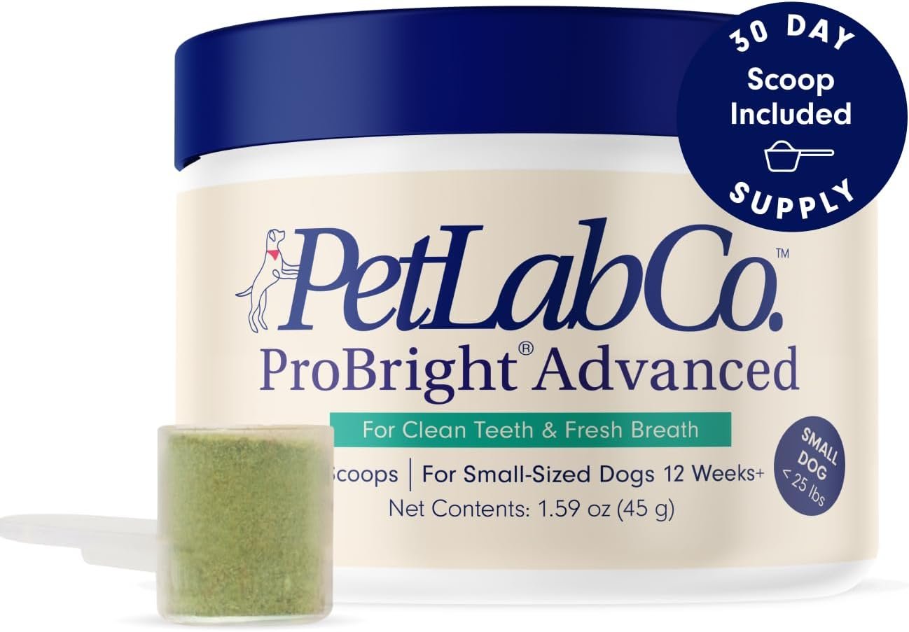 PetLab Co. ProBright Advanced Dental Powder – Dog Breath Freshener – Teeth Cleaning Made Easy – Targets Tartar & Bad Breath – Packaging May Vary – Formulated for Small Dogs