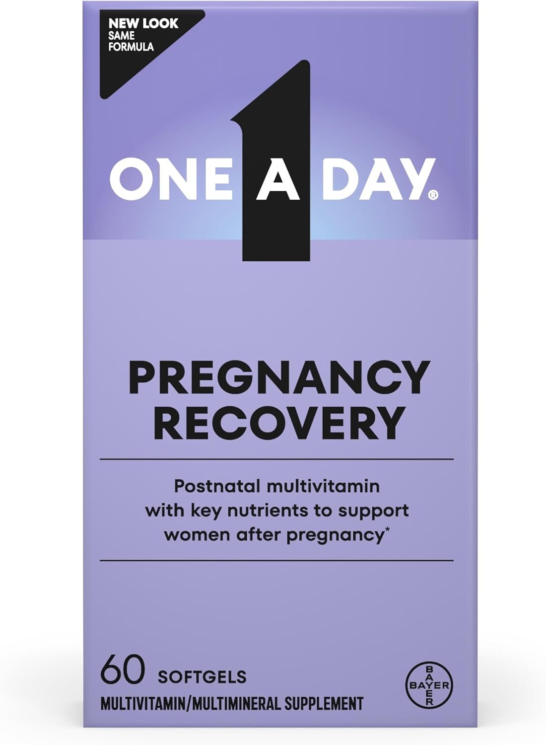 ONE A DAY Postnatal Complete Multivitamin for Post-Pregnancy with Folic Acid and Omega-3 DHA, 60 Count (Packaging May Vary)