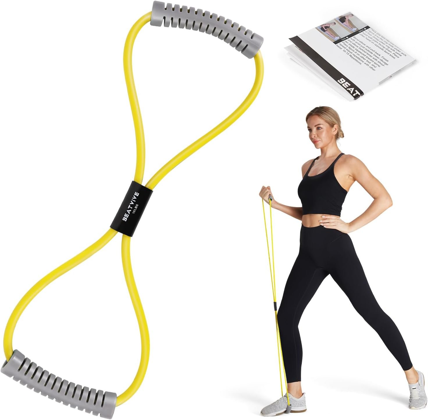 Resistance Band Figure 8 Exercise Cord, Fitness Resistance Bands with Handles, Exercise Tube Band for Arm and Shoulder Stretch
