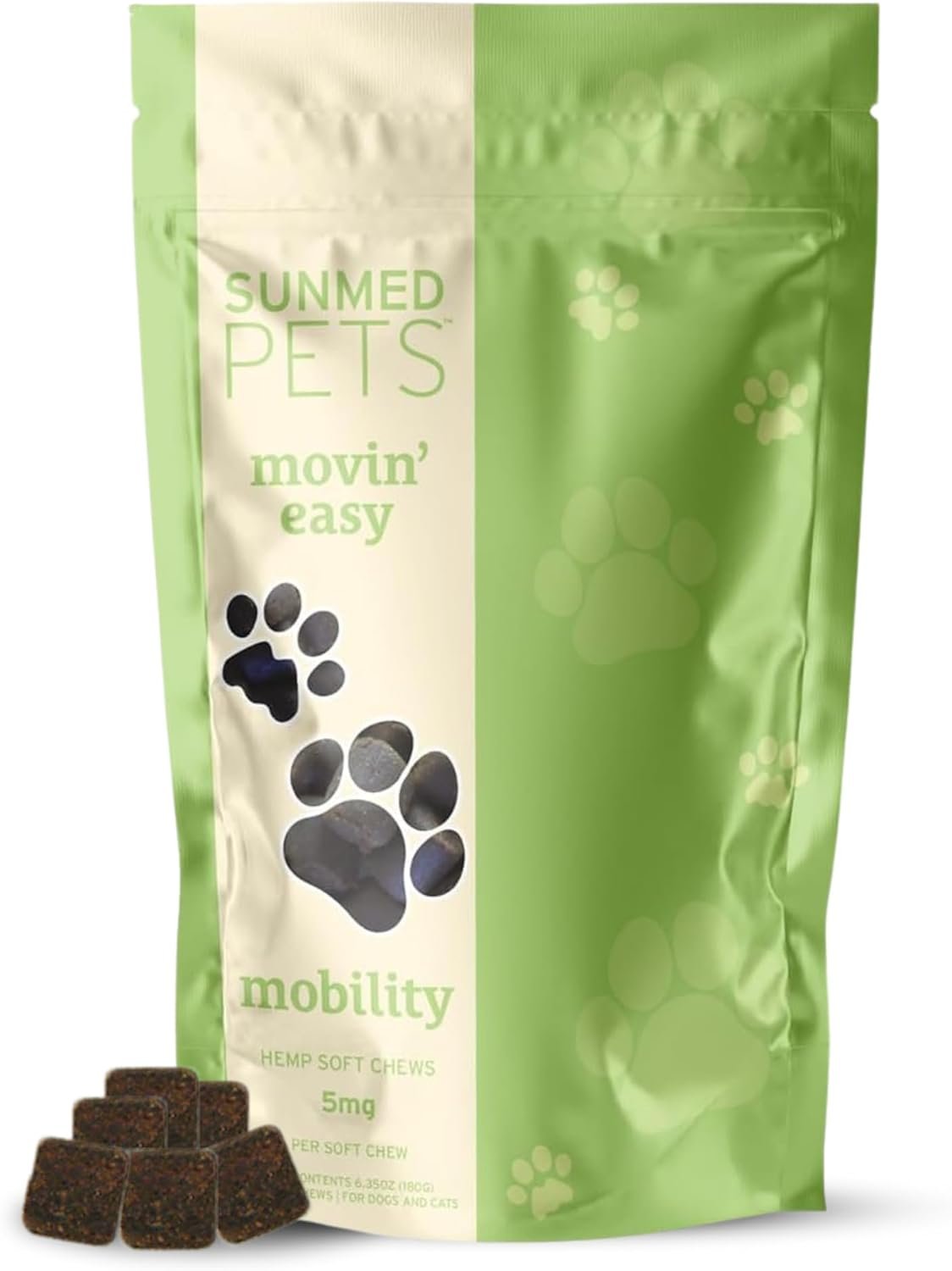 Sunmed Movin’ Easy Hemp Pet Chews for Joint Health & Mobility – Omega-3, Green Lipped Mussels, 5mg Hemp Extract – Supports Flexibility & Comfort | Beef Liver & Sweet Potato, 40 Count