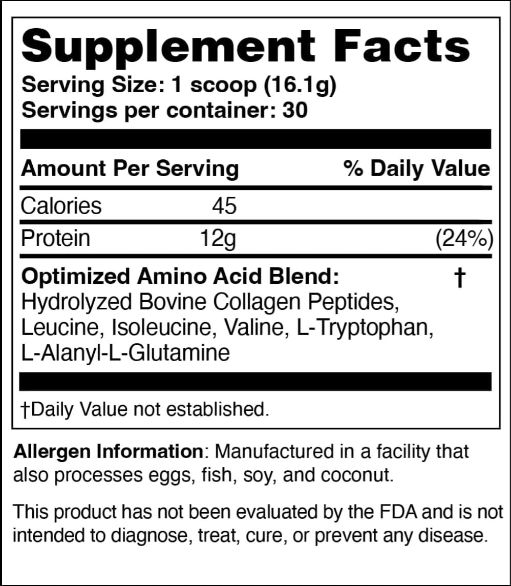 Trim Healthy Optimized Collagen Protein Powder, 17 oz, Complete Amino Acids, Enhanced Exercise Performance