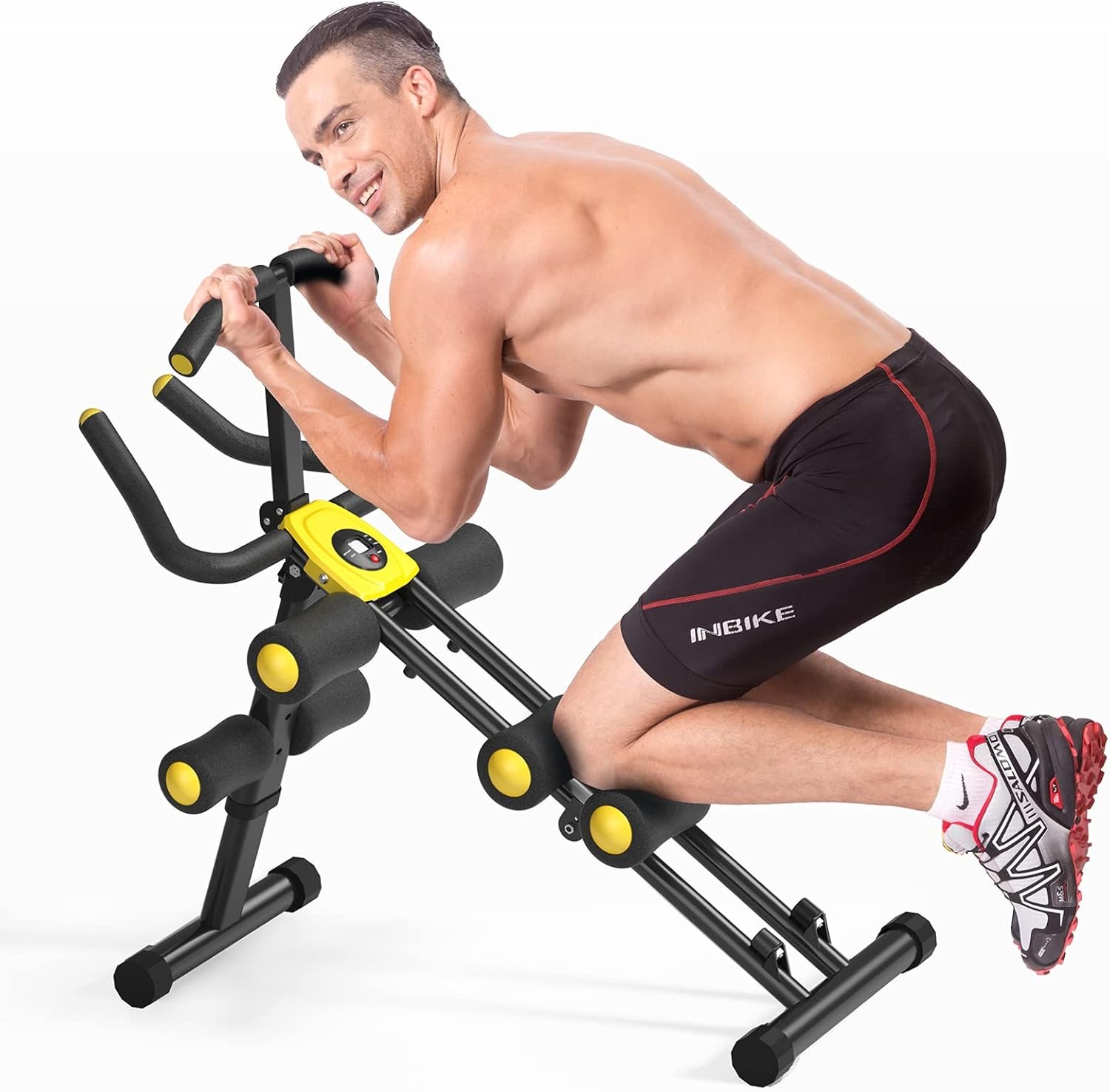 Foldable Ab Cruncher Machine for Core & Ab Workouts – Home Gym Strength Training Equipment for Abs & Waist, Compact Abdominal Exercise Machine for Men & Women