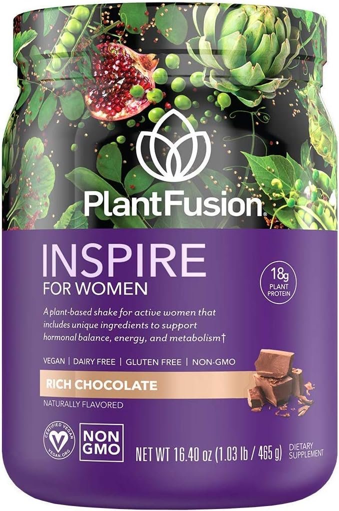 PlantFusion Inspire Plant Protein Powder for Women – Low Carb Protein Powder for Lean Muscle Support – Keto, Gluten Free, Soy Free, Non-Dairy, No Sugar, Non-GMO – Rich Chocolate 1 lb