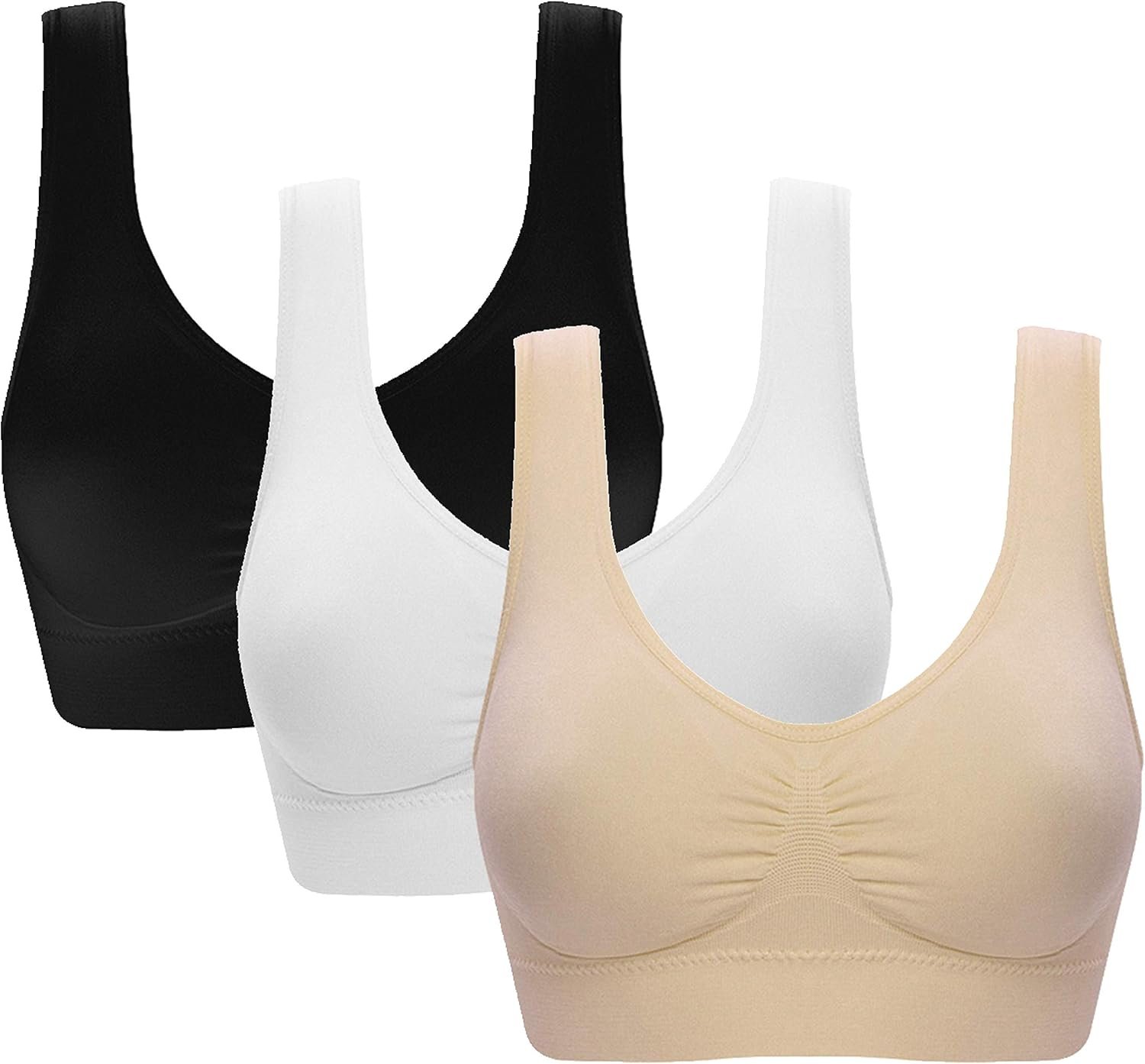 Vermilion Bird Women’s 3 Pack Seamless Comfortable Sports Bra with Removable Pads