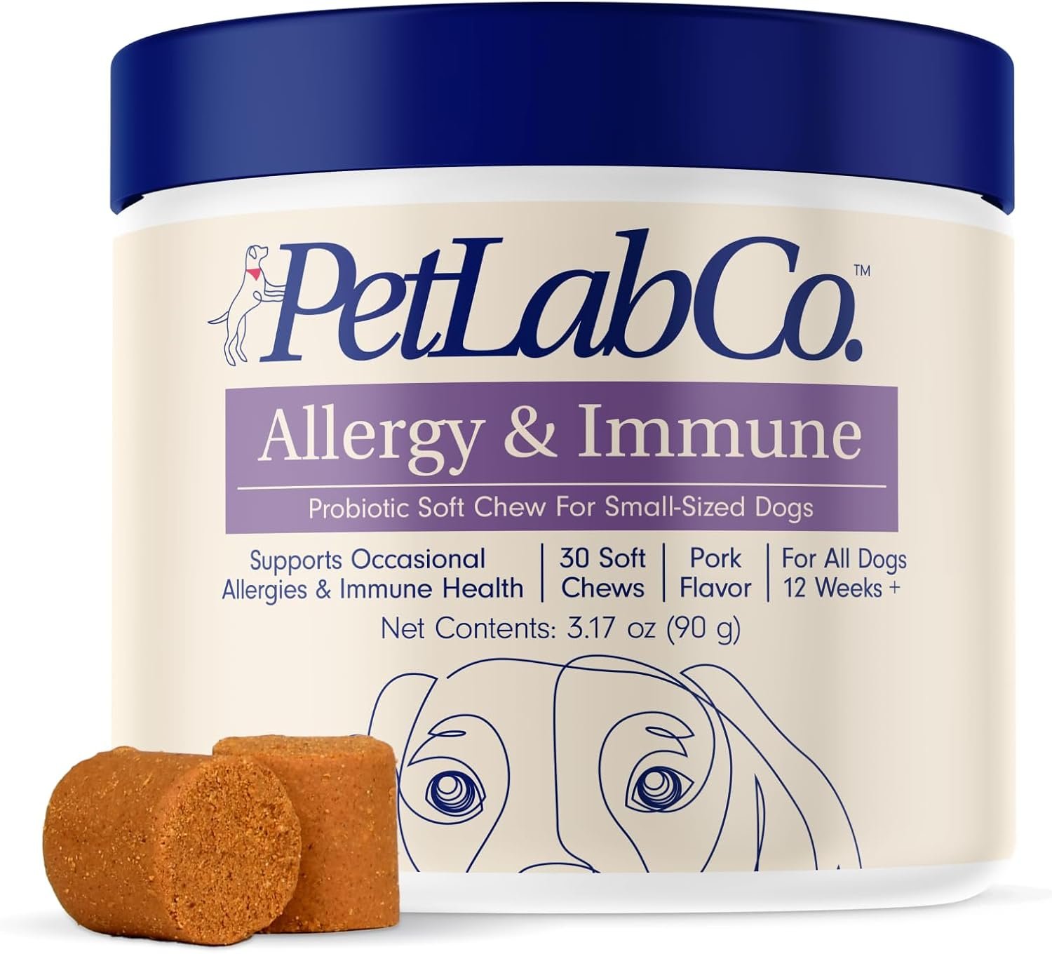 PetLab Co. Allergy & Immune Daily Probiotics for Dogs. Supports Yeast Production, Seasonal Allergies, Intermittent Itchiness, Gut & Digestive Health – 30 Chews for Small Dogs – Packaging May Vary