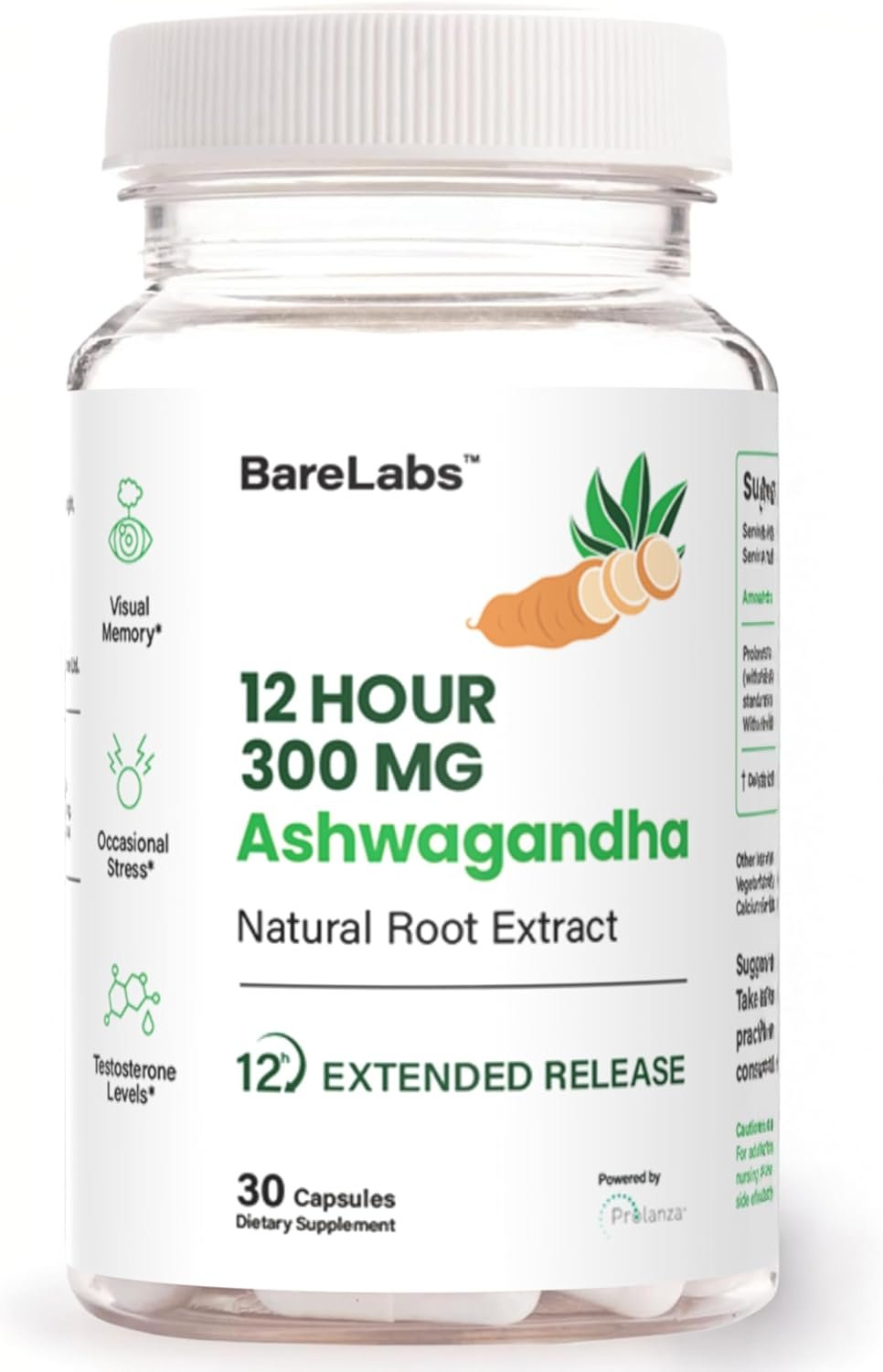 Ashwagandha 300mg + 12 Hour Time Release Root Extract (Prolanza®) + Stress, Sleep & Energy Support Supplement for Men & Women – 30 Day Supply