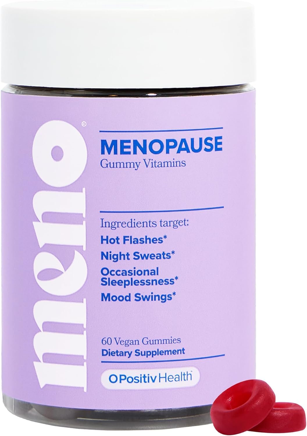 O Positiv MENO Gummies for Menopause, 30 Servings (Pack of 1) – Hormone-Free Supplements for Women with Black Cohosh & Ashwagandha KSM-66 – Helps Alleviate Hot Flashes, Night Sweats, & Mood Swings