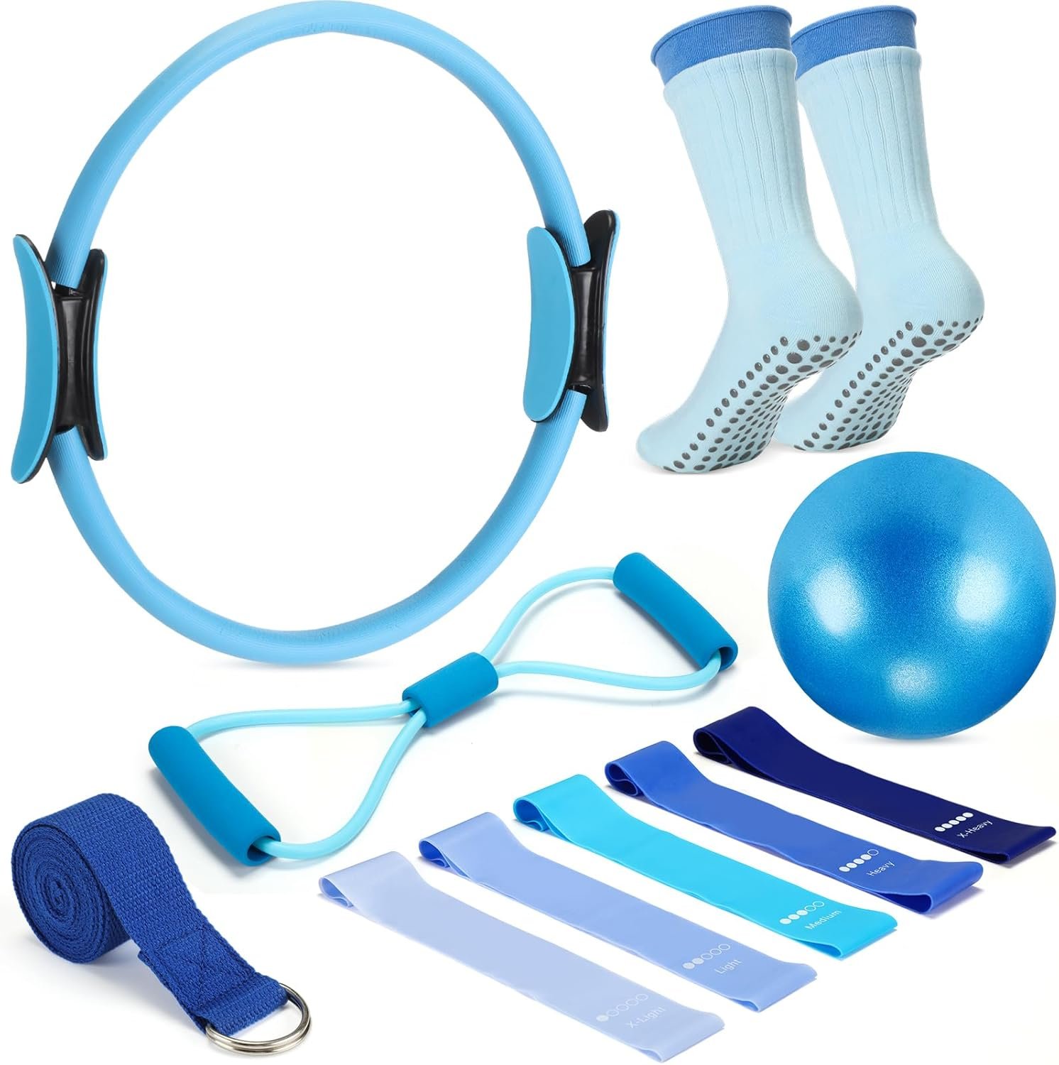 Home Pilates Essentials Kit for Women Pilates Equipment Set with Yoga Ball Resistance Band, Circle, Yoga Ring Circle Set for Beginners Home Workouts Legs Arms and Thighs