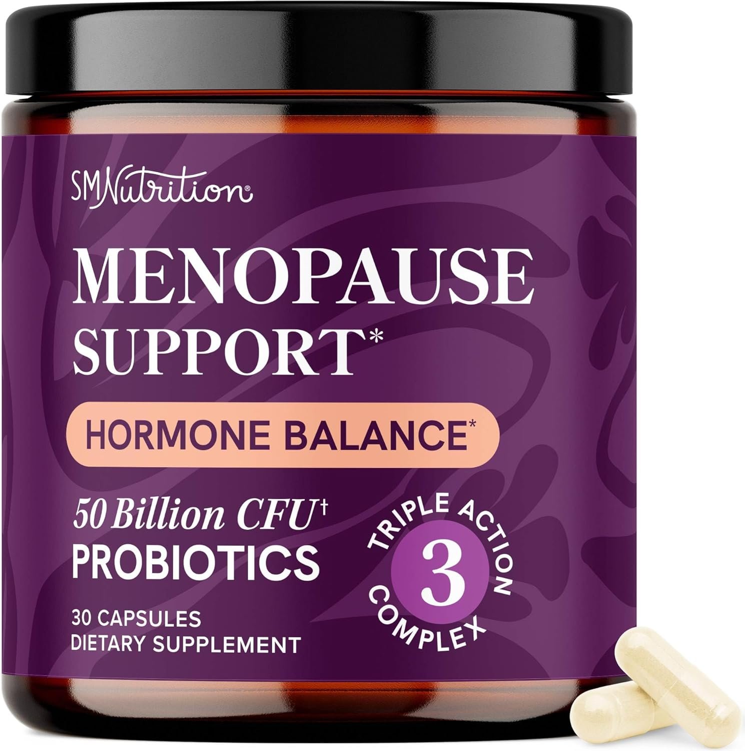 Menopause Support with Prebiotics and Probiotics for Women | Hormone Balance, Hot Flashes & Night Sweats | 50 Billion CFU, DIM & Black Cohosh | Triple Action Menopause Supplements for Women | 30 Ct