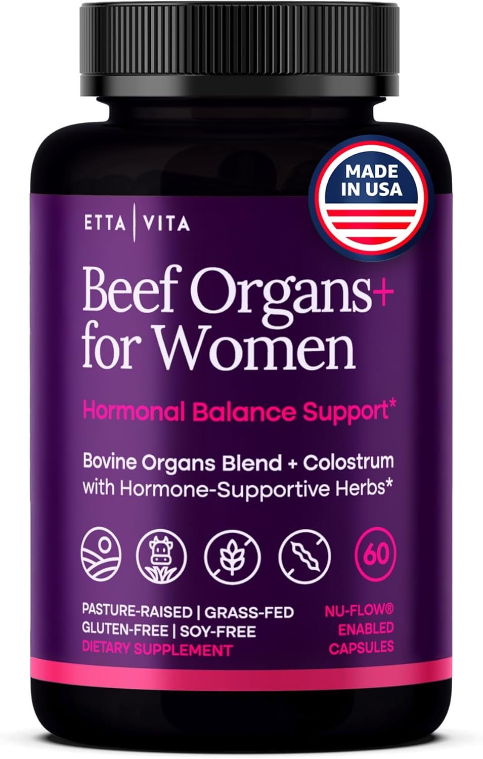 Womens Primal Beef Organ Supplement with Grass-Fed/Finished Ovary, Uterus, Liver, Kidney, Heart, Bone Matrix, Colostrum, Maca, Ashwagandha, Shatavari & Chasteberry – Natural Energy Support Made in USA