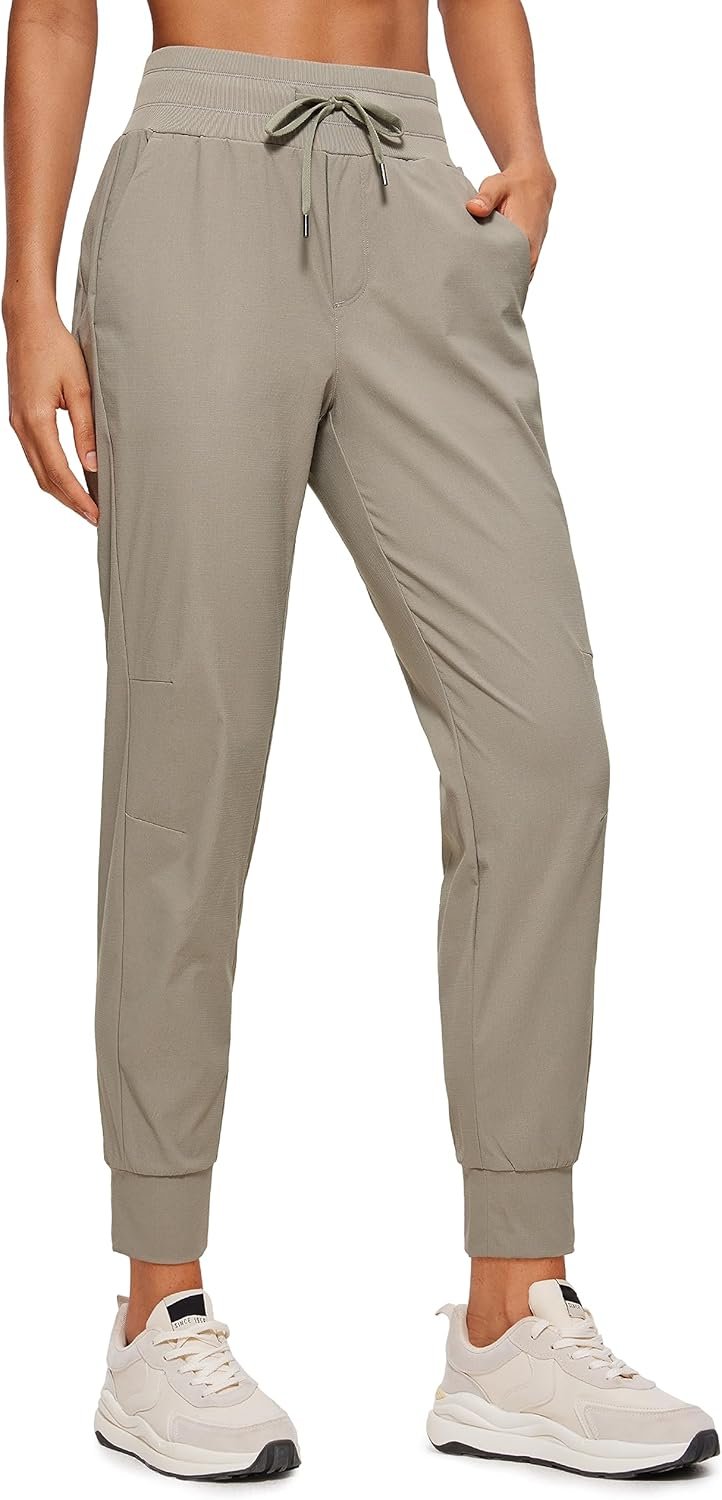 CRZ YOGA Athletic High Waisted Joggers for Women 27.5″ – Lightweight Workout Travel Casual Outdoor Hiking Pants with Pockets
