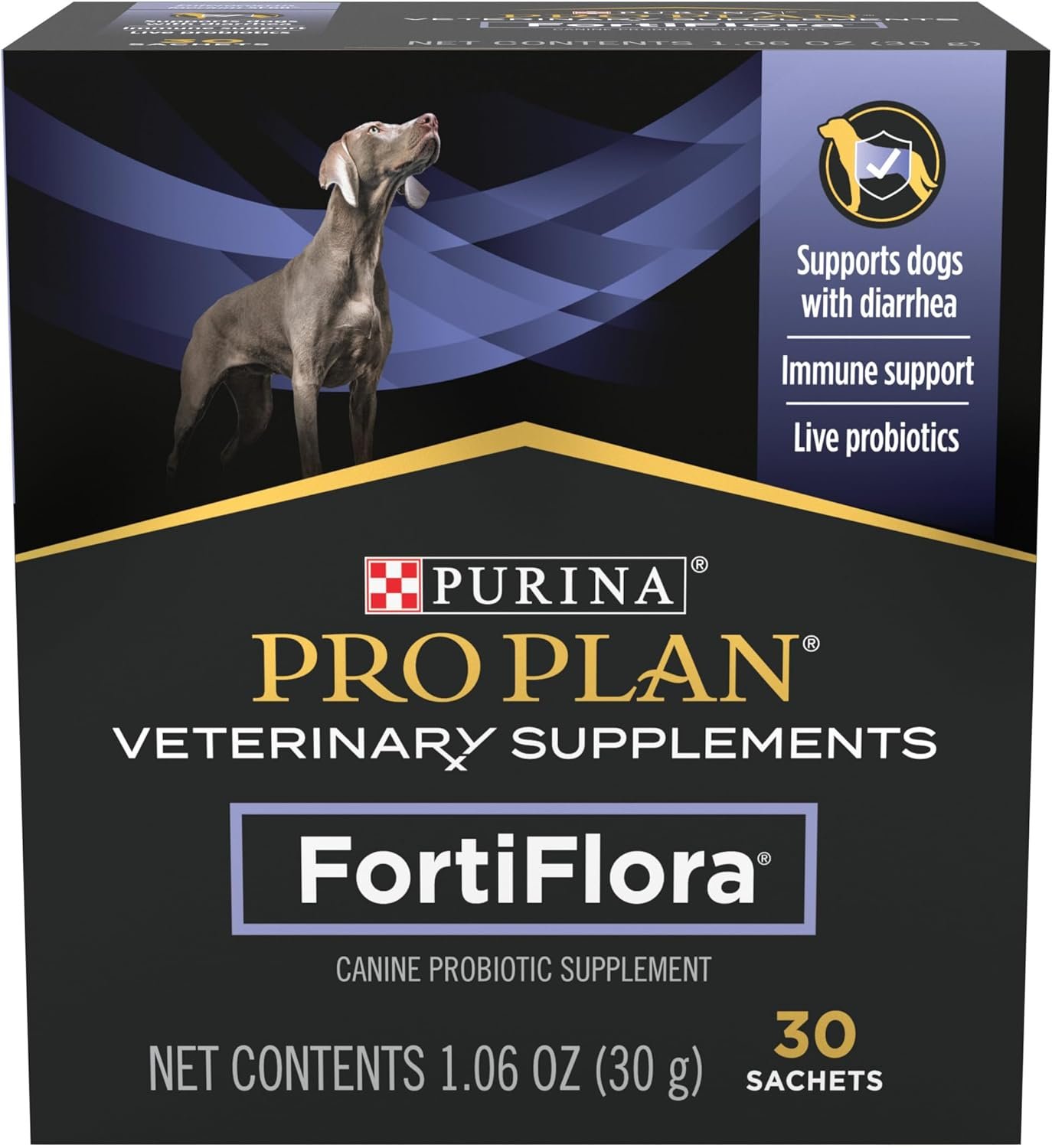 Purina Pro Plan Veterinary Supplements FortiFlora Canine Probiotics for Dogs, Helps Digestive Gut Health and Diarrhea – 30 ct. Box