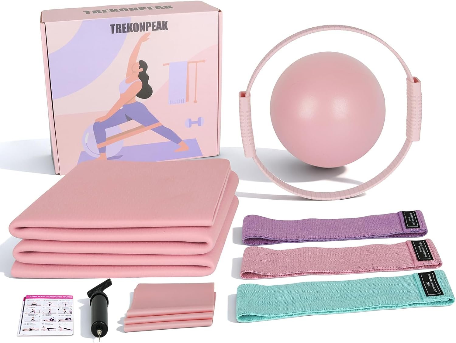 Home Pilates Kit, Pilates-Ring and Ball Set, Multiple Resistance Bands, Pilates-Essentials-Kit for Women