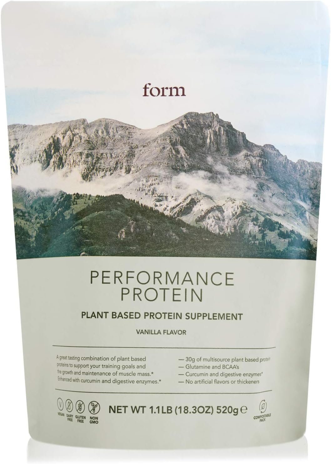 Form Performance Protein – Vegan Protein Powder – 30g of Plant Based Protein per Serving, with BCAAs and Digestive Enzymes. Perfect Post Workout. Tastes Great with Just Water! (Vanilla)