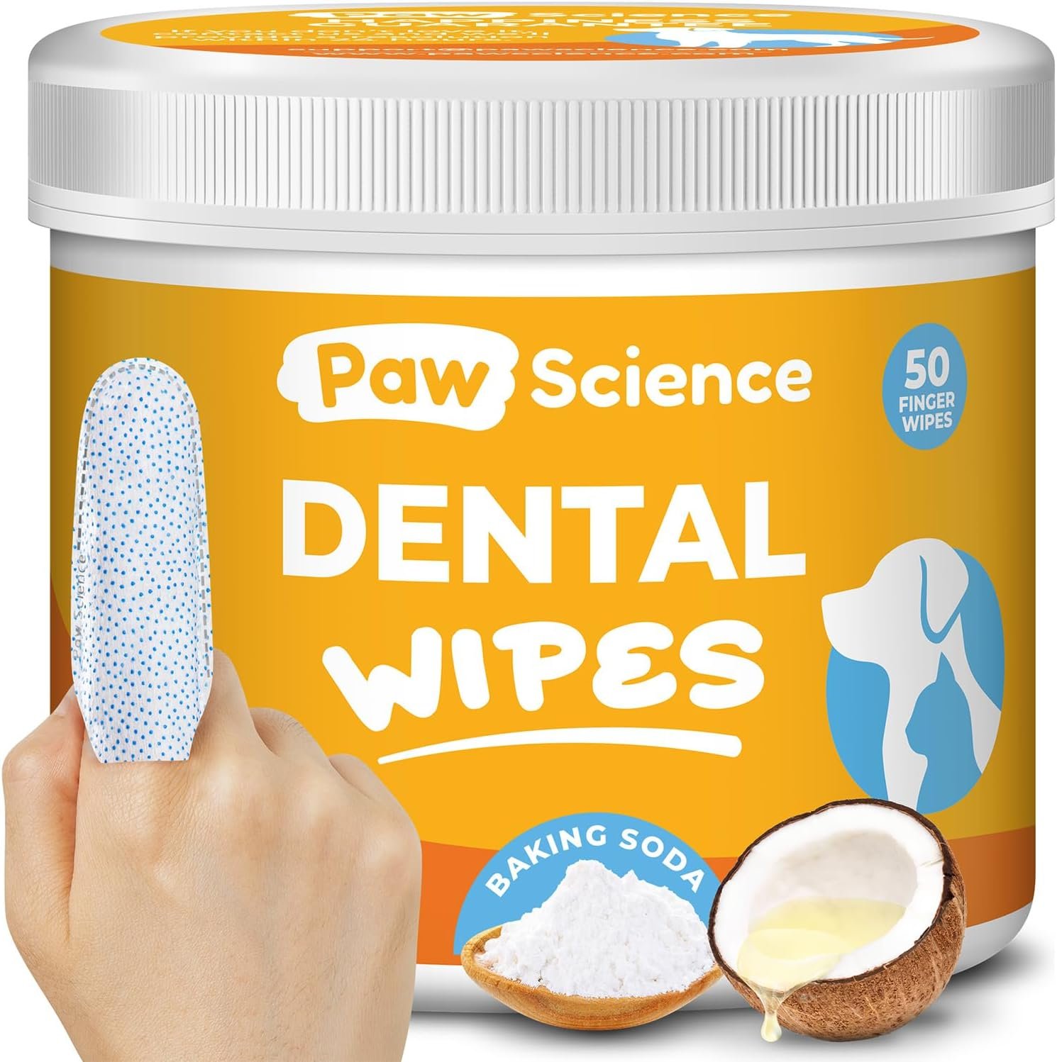 Dog & Cat Teeth Cleaning Wipes – Dental Finger Wipes for Cats & Dogs – Pet Toothbrush & Tooth Brushing Kit – Effective Teeth Cleaner (Unscented)