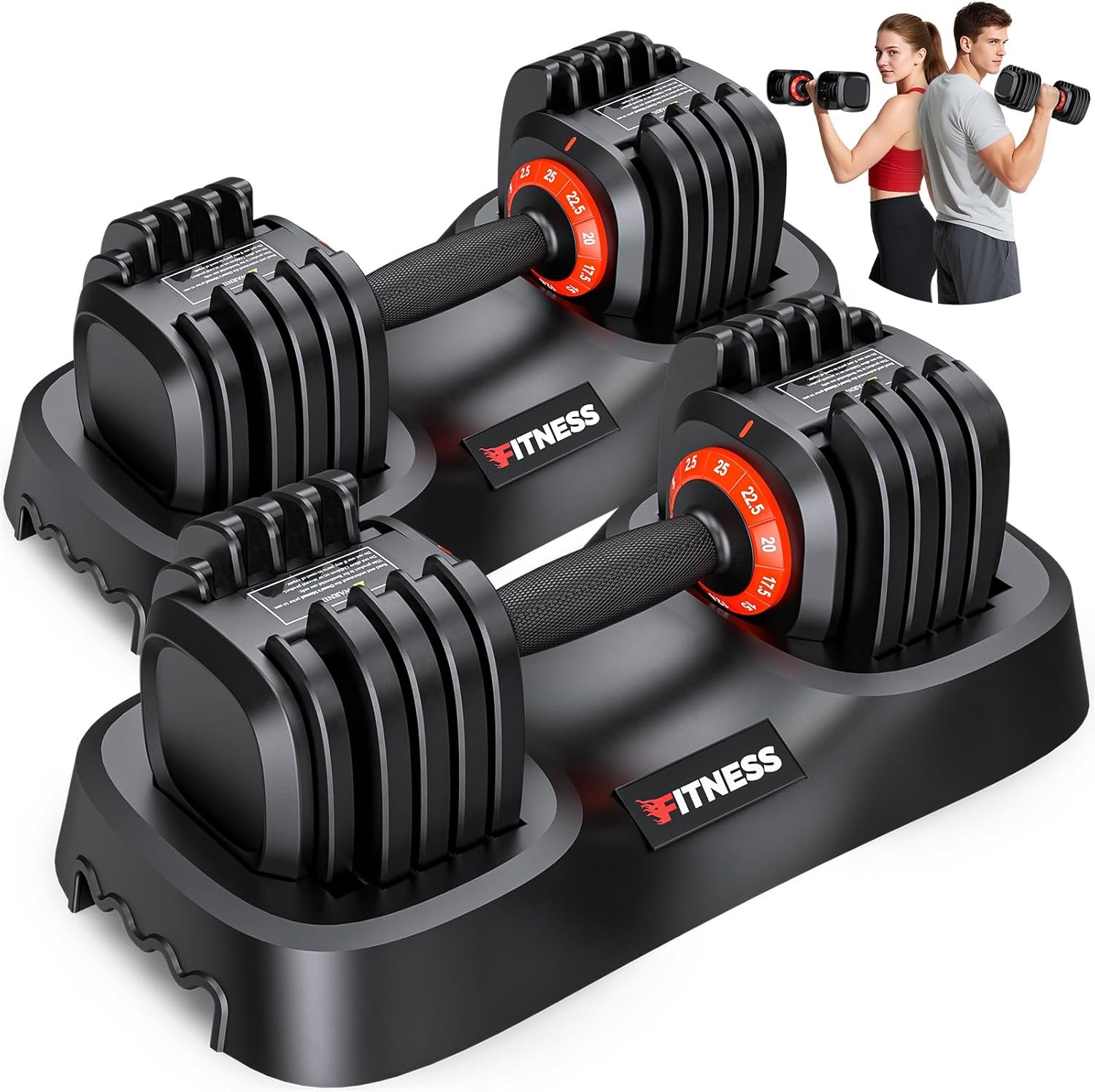 XDDIAS Adjustable Dumbbell Set of 2, 25/55/80LB Dumbbell Set-Fast Adjust Weights Set, 5/10/16 in 1 Free Weights Dumbbells Set with Anti-Slip Metal Handle, Compact Size for Men/Women Home Gym Equipment
