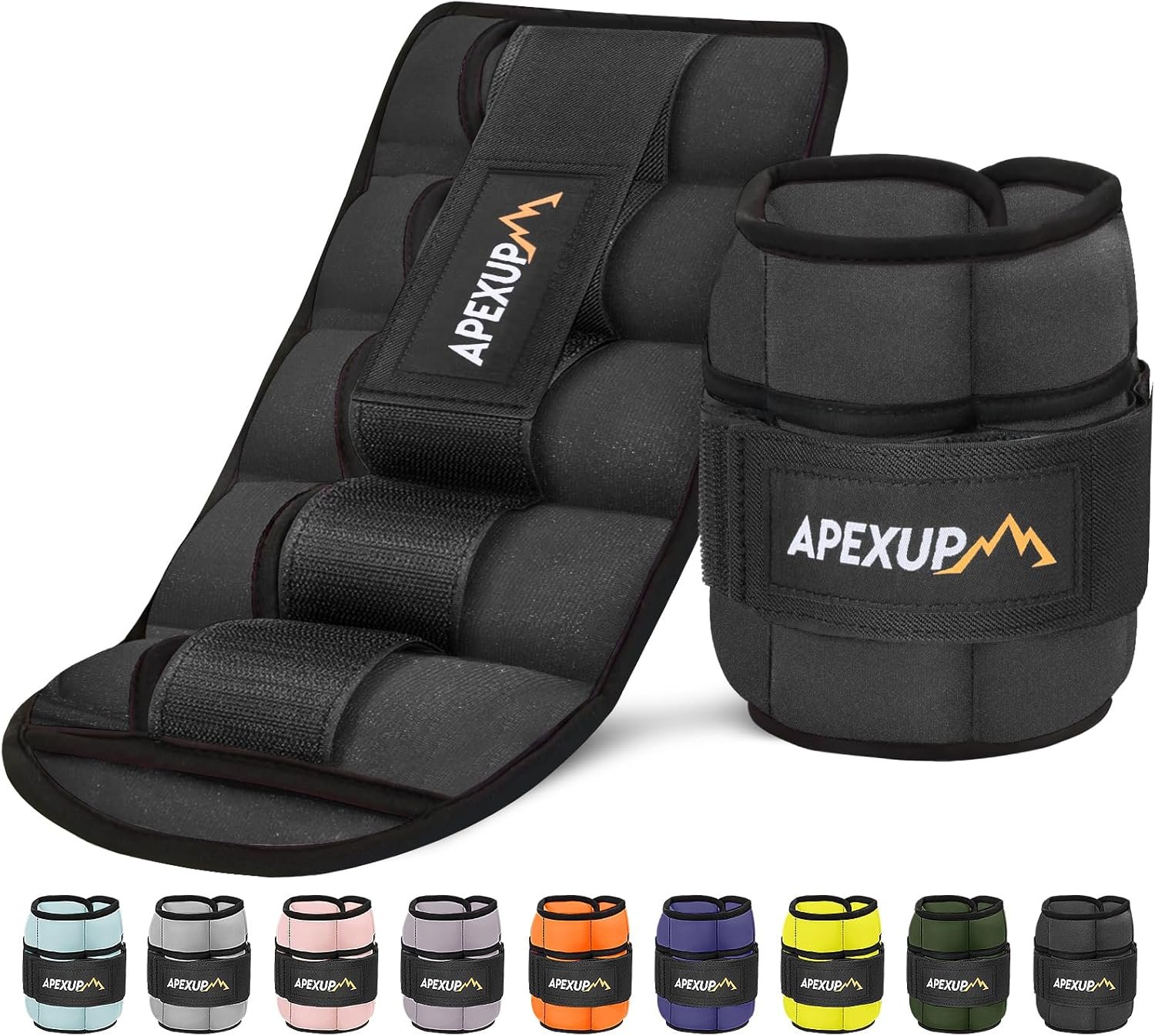 APEXUP 10lbs/Pair Adjustable Ankle Weights for Women and Men, Modularized Leg Weight Straps for Yoga, Walking, Running, Aerobics, Gym