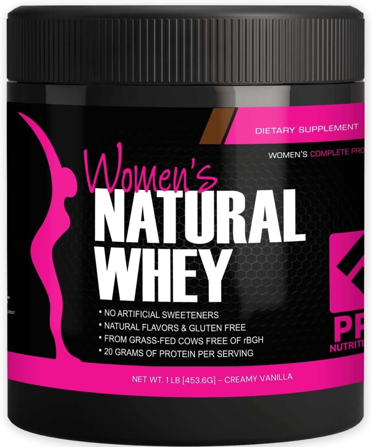 Whey Protein Powder for Women Vanilla Powder – Low Carb Gluten-Free Grass-Fed rBGH-Free – Supports Weight Loss – Natural Stevia Sweetened Protein Shake, 20g (Creamy Vanilla, 1lb)
